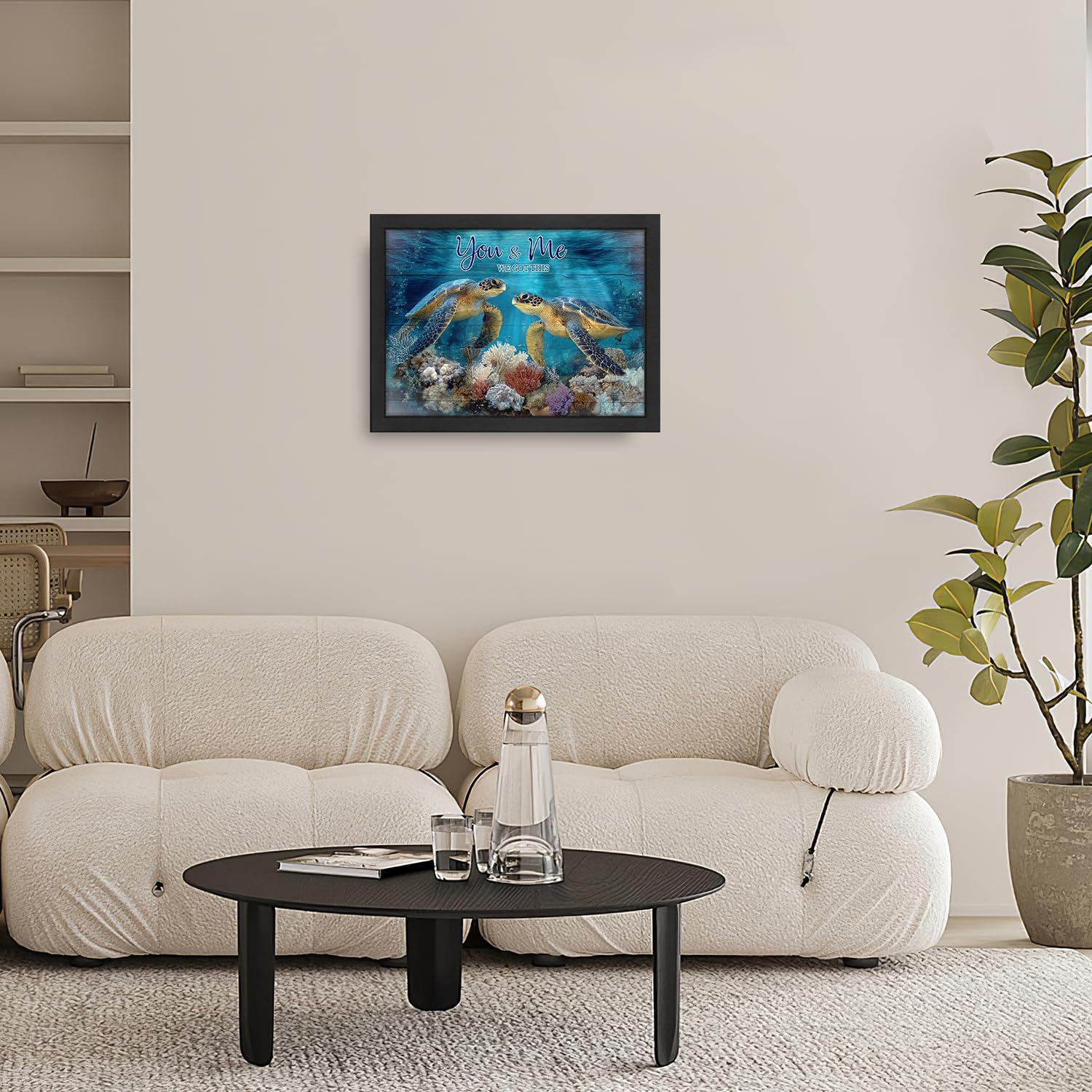 Sea Turtle Bathroom Decor Wall Art Ocean Turtle Pictures Canvas Painting Artwork Signs Decoration Gifts For Bathroom Living Room Bedroom Office Framed 16"X24"