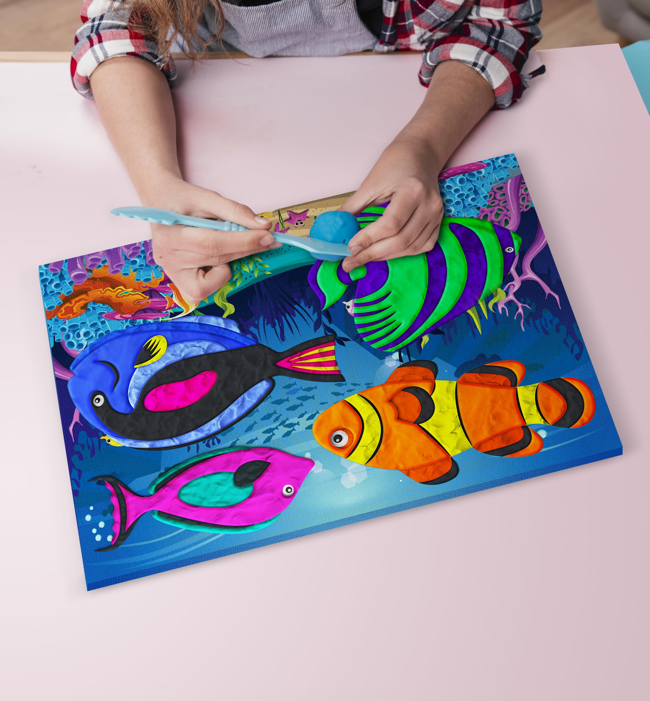 Mess-Free Sea-Life Clay Painting Kit, Air Dry Clay Modelling Kit - Image 4