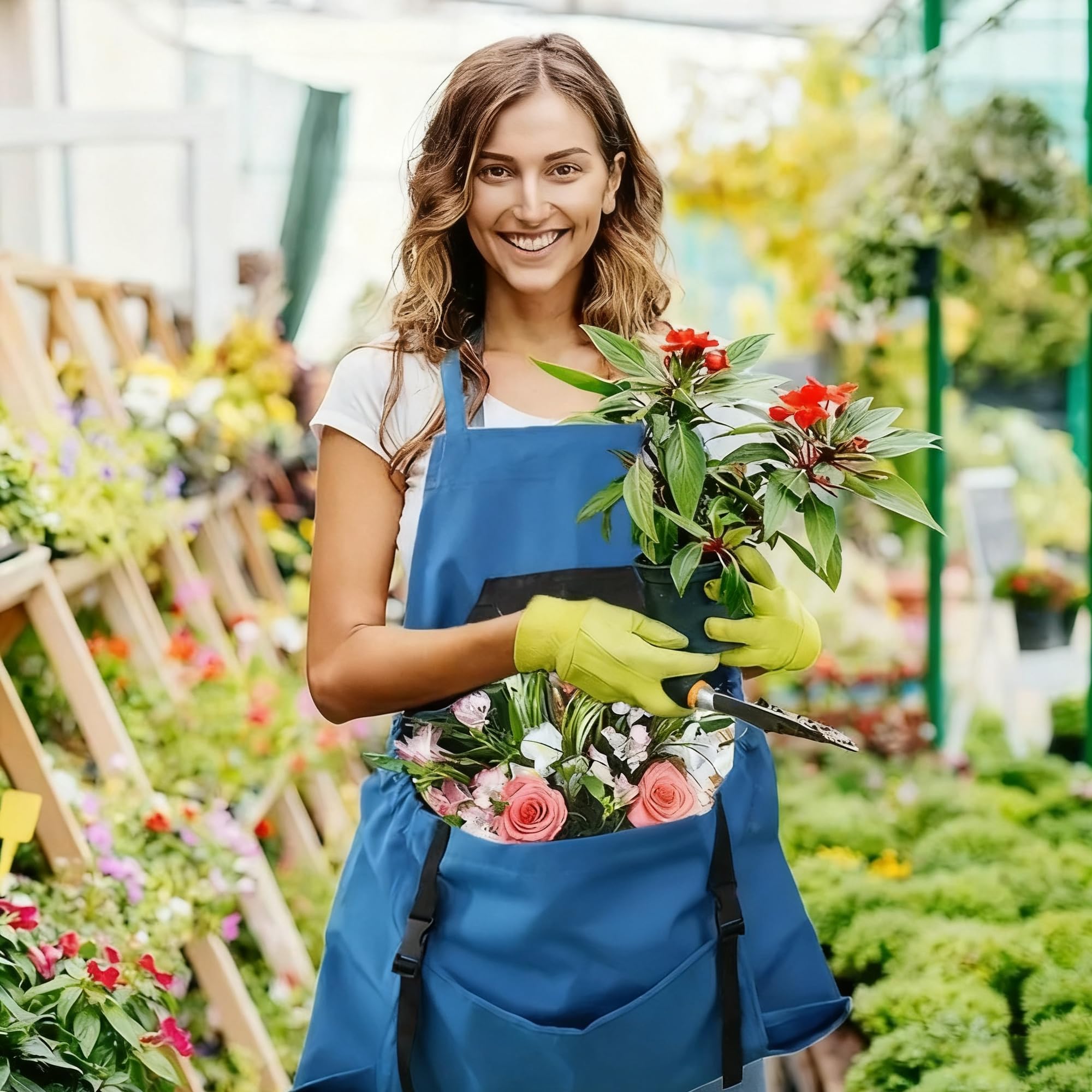 Bolsa De Recogida De Frutas Del Delantal, Azul Delantal De Jardinería, Bolsillo De Liberación Rápida Para Huerto y, Bolsa Para Recoger Frutas, Verduras, Bayas, Bolsa Para Recoger Jardín