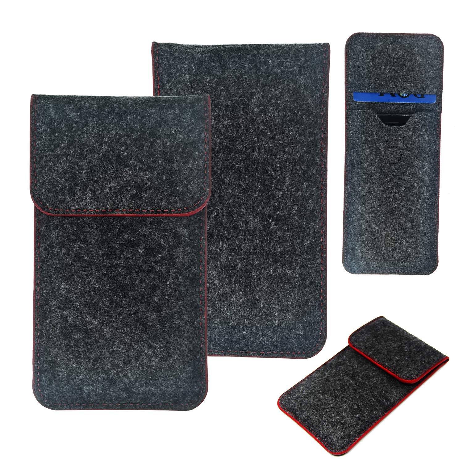 K-S-Trade Housse pour TCL 40 NXTPAPER Etui De Protection en Feutre Compatible avec TCL 40 NXTPAPER Couverture De Protection Housse Coque Gris Foncé Bordure Rouge