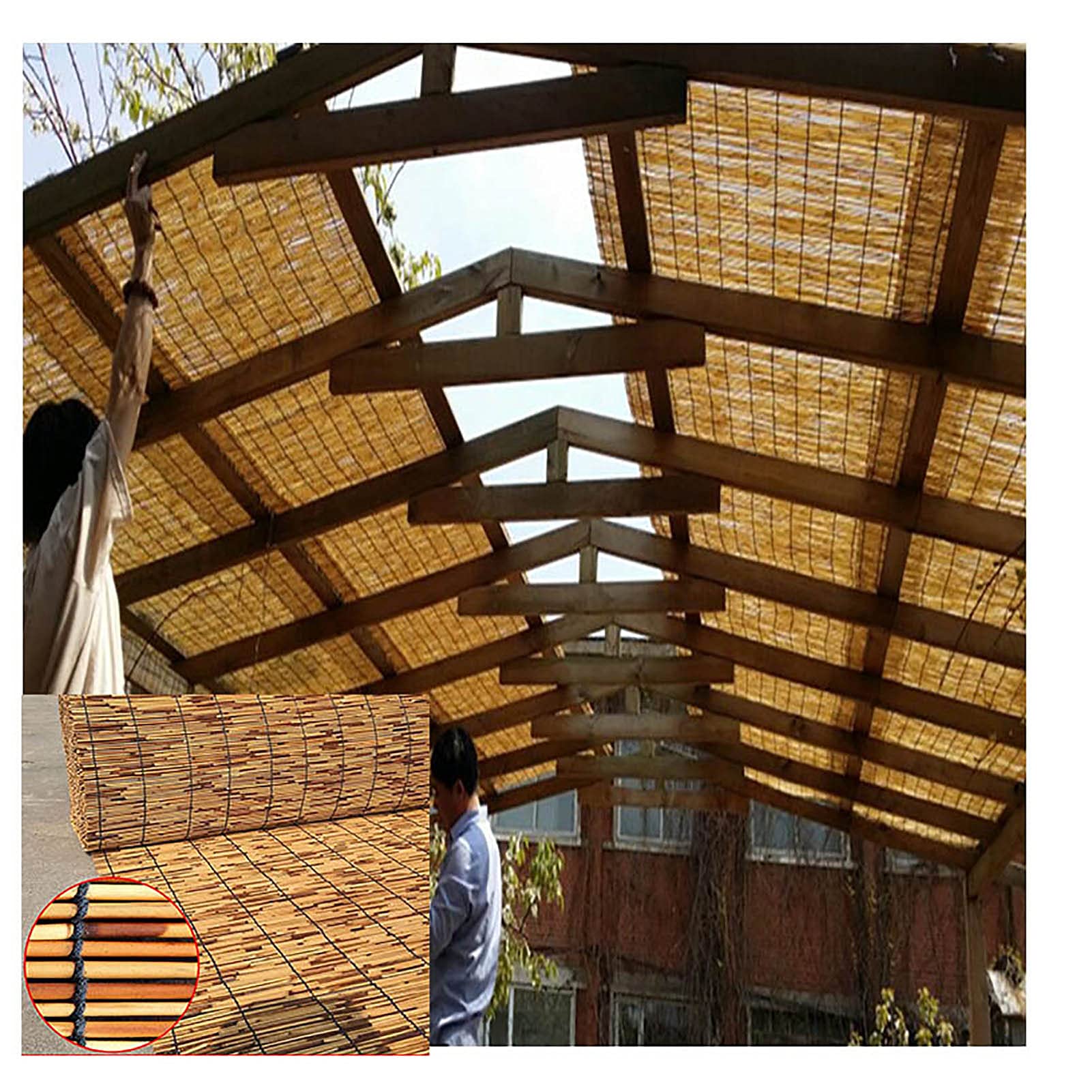Rotolo di recinzione in bambù per la privacy, per recinzioni in bambù, per terrazza, giardino, balcone, frangivento, 90, 100, 120, 130, 140 cm