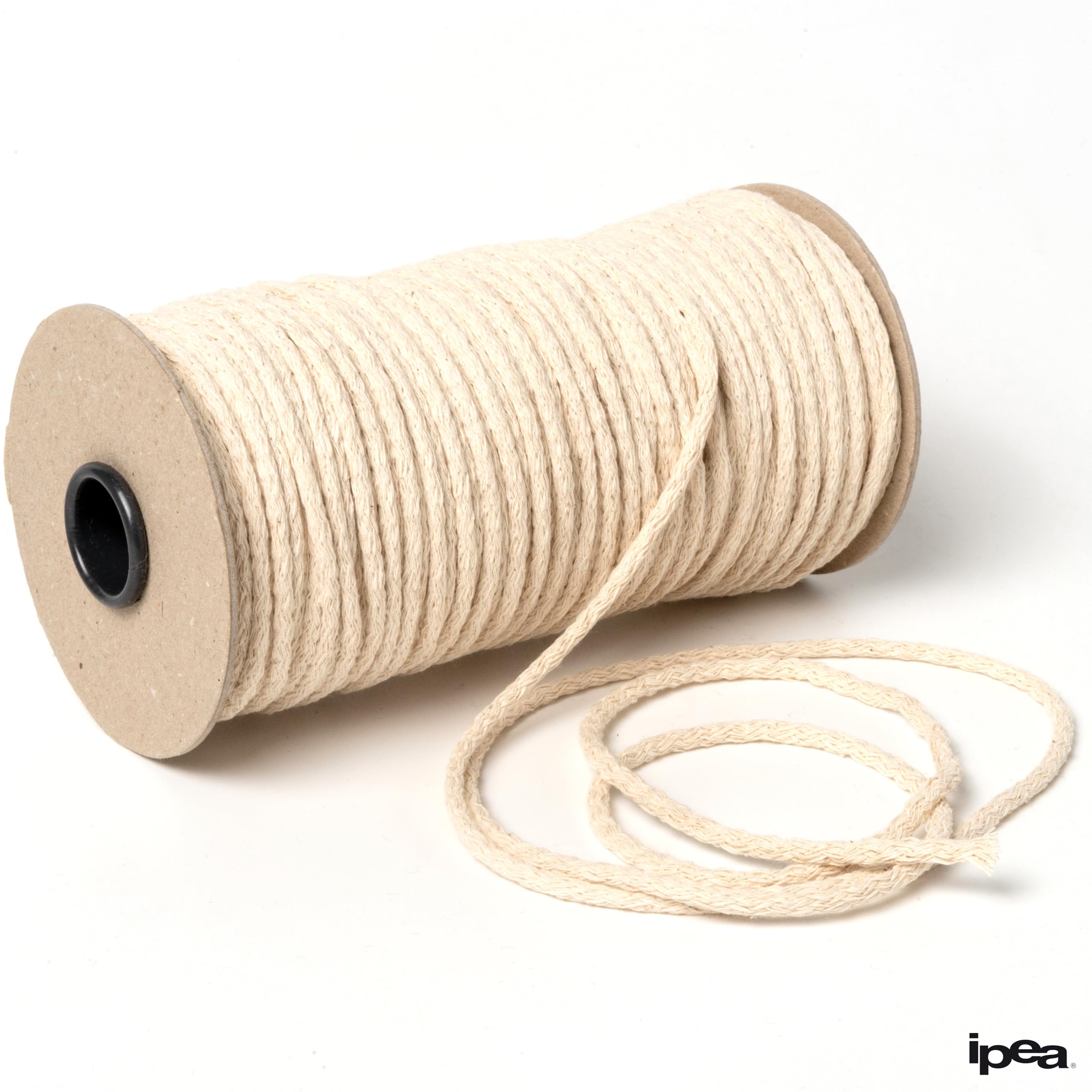 IPEA Hilo de Macramé de Algodón Natural – 4 mm x 100 Metros – Rollo Súper Largo – Cuerda de Macramé