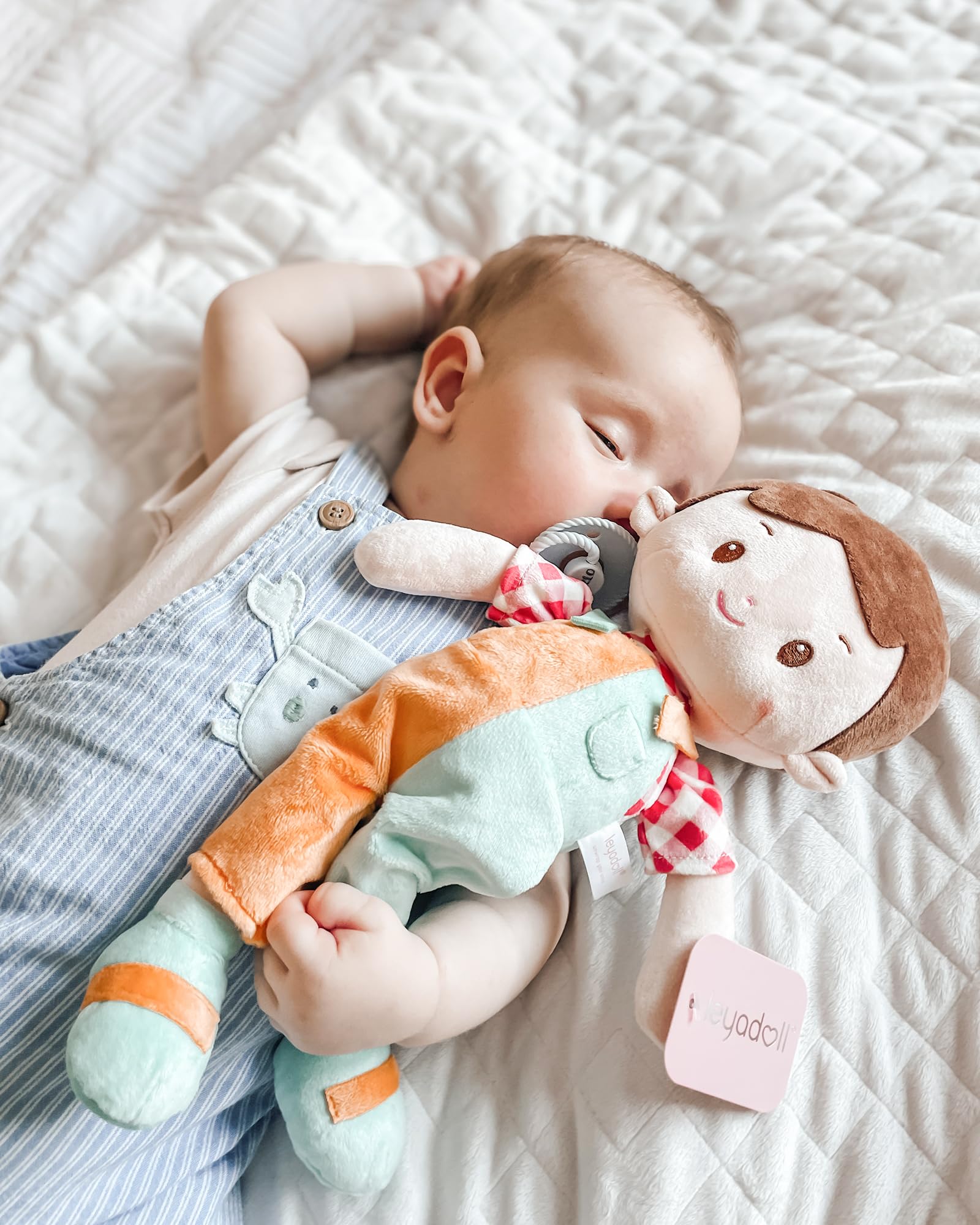 LeyaDoll Muñeca Bebé Niño Juguetes (12''), Mi Primer Bebé Muñeca de Trapo para Niño de 1 Año Regalo de Cumpleaños, Juguetes de Peluche para Niños Pequeños-Niño de Parche