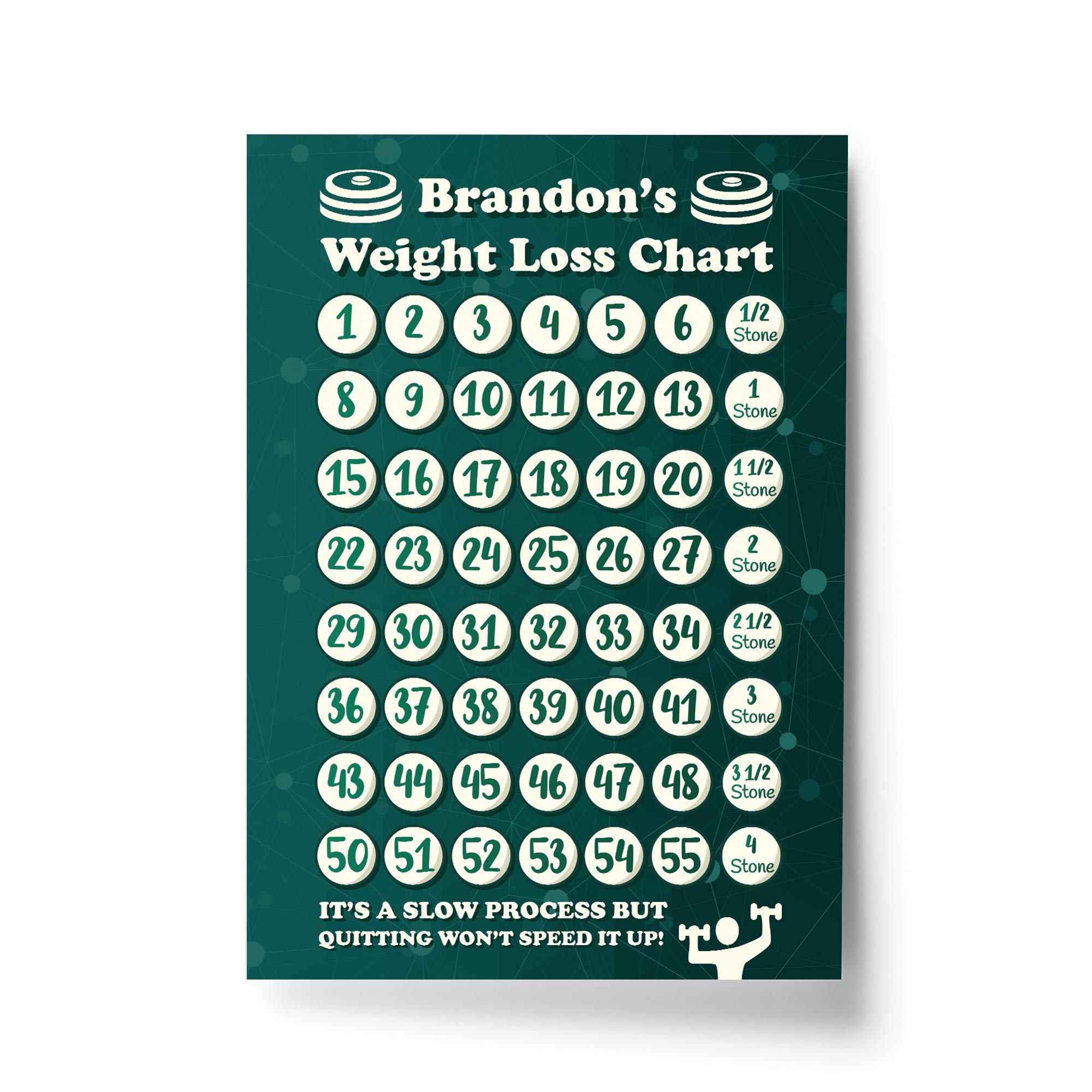 RED OCEAN Weight Loss Tracker Chart PERSONALISED Diet Slimming Weight Goal Tracker Motivational Gift For Friend