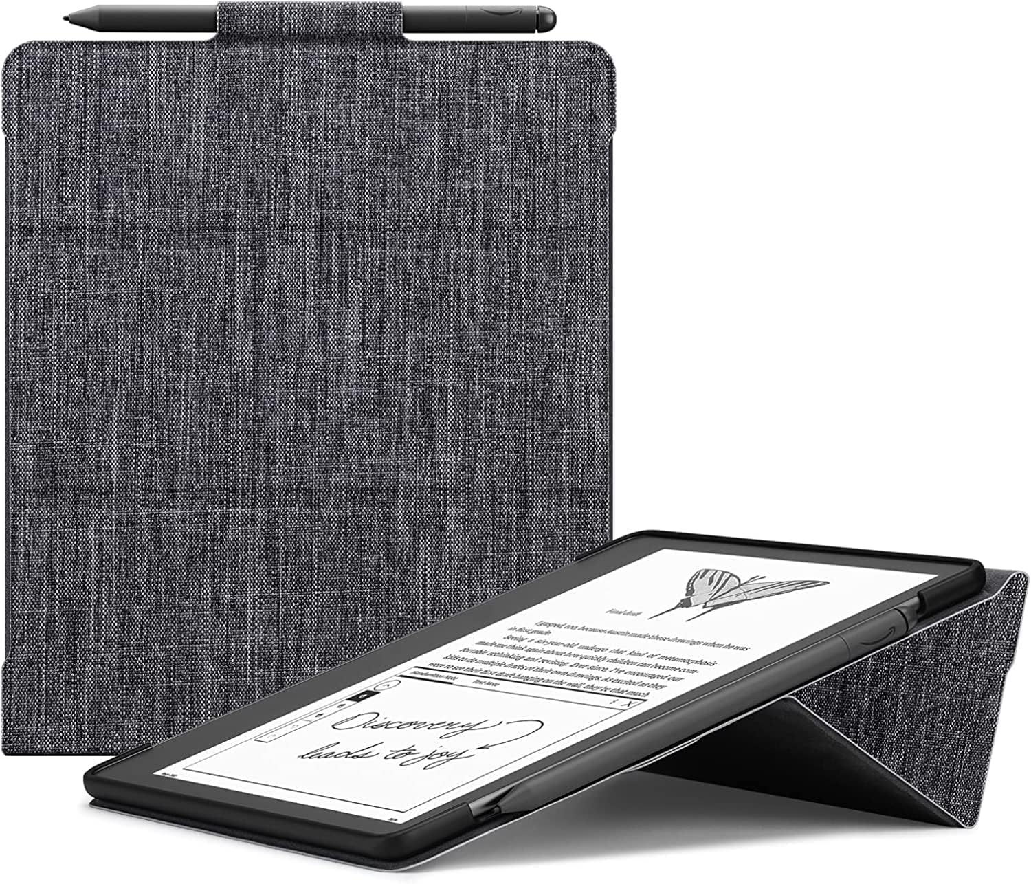 10.2 Inch Tablet Stand Case - Compatible with Kindle Scribe (2022-2024), eReader & Digital Notepad,Ultra Lightweight Slim Cover Trifold Case with Pen Holder & Auto Sleep/Wake (Textiles Grey)