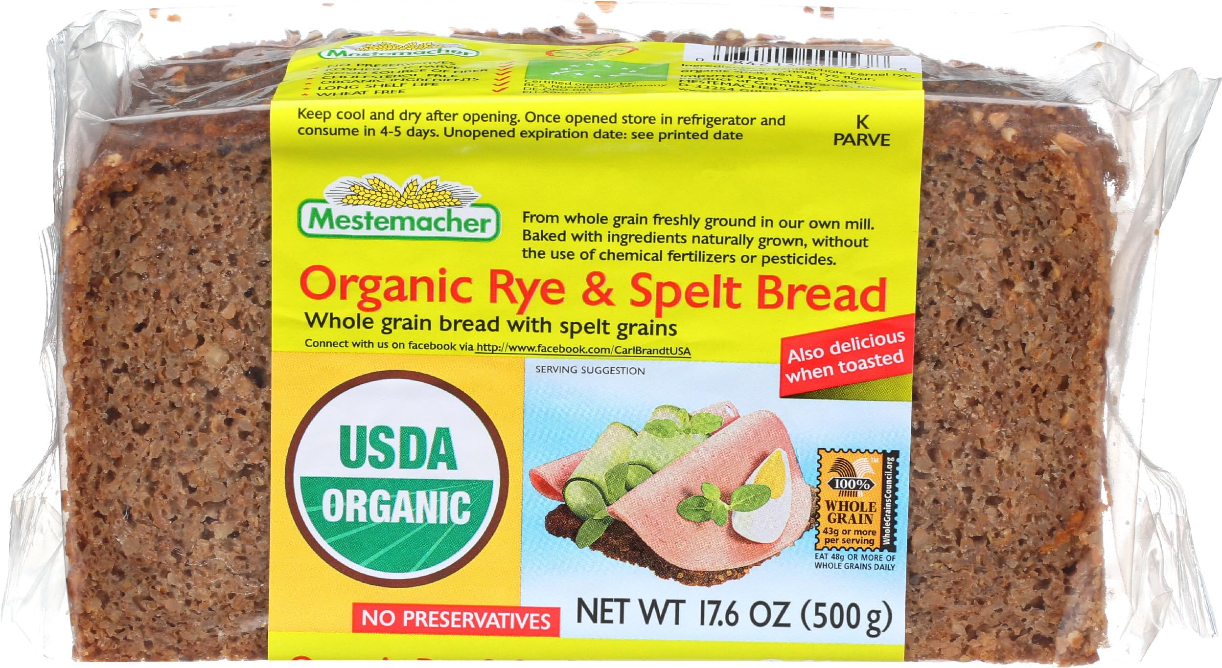 Amazon.com: Mestemacher Bread Organic Rye & Spelt bread, 17.6 ounces ...