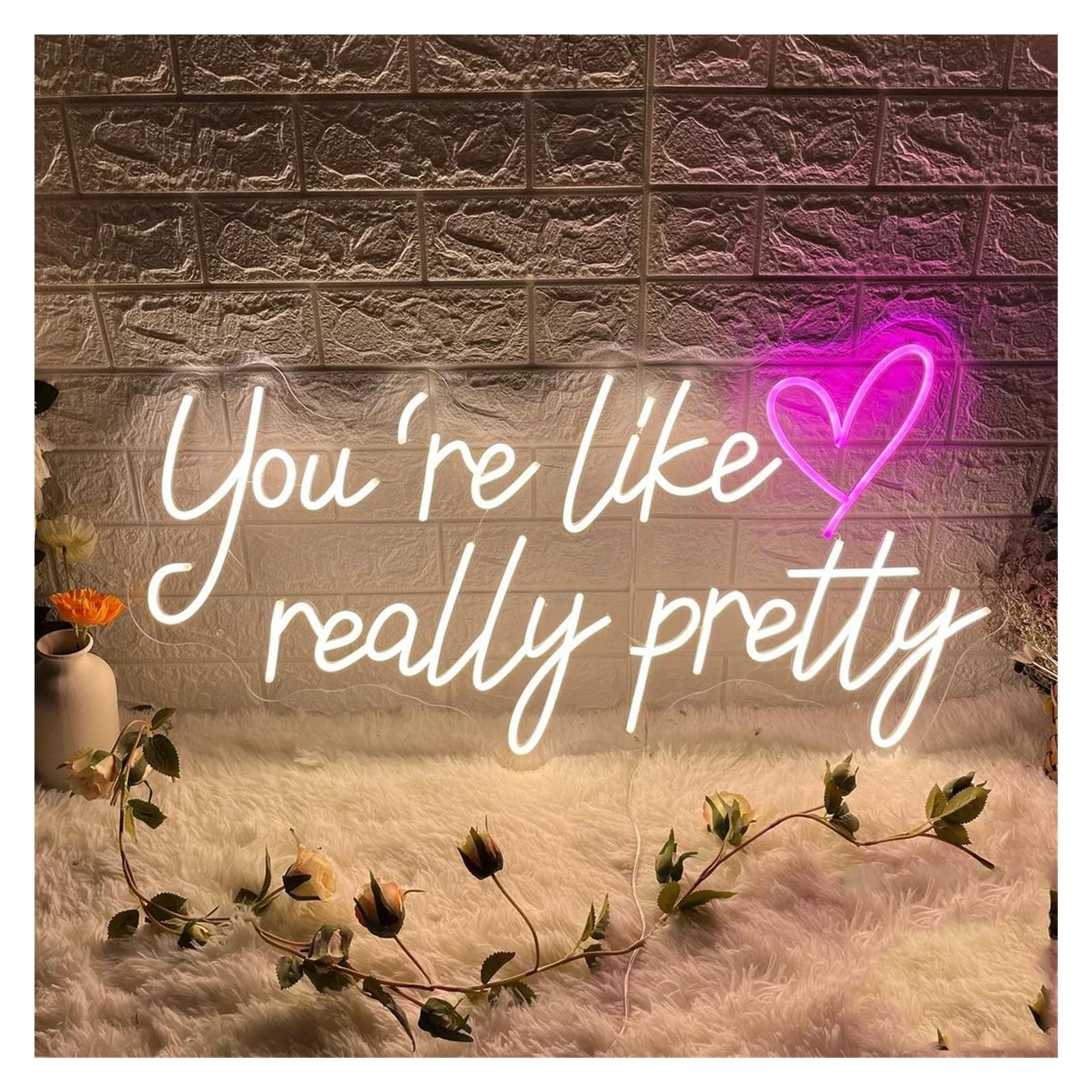 SHOUXI Sign Lamp You're Like Really Pretty Neon Sign for Bedroom Wedding Birthday Decor Home Decor 50cm(C)