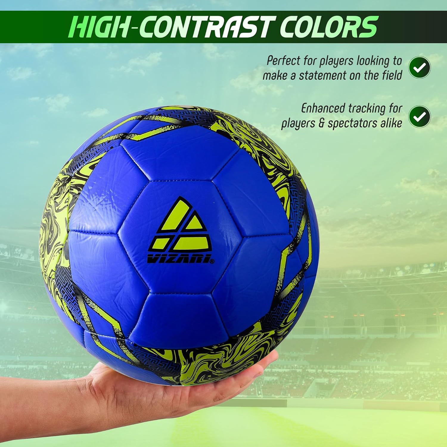 VIZARI Toledo Soccer Ball | Outdoor Training and Fun Play Football for Boys, Girls, Youth & Toddler | Ideal for All Skill Levels (Pack of 1, 6 & 12)