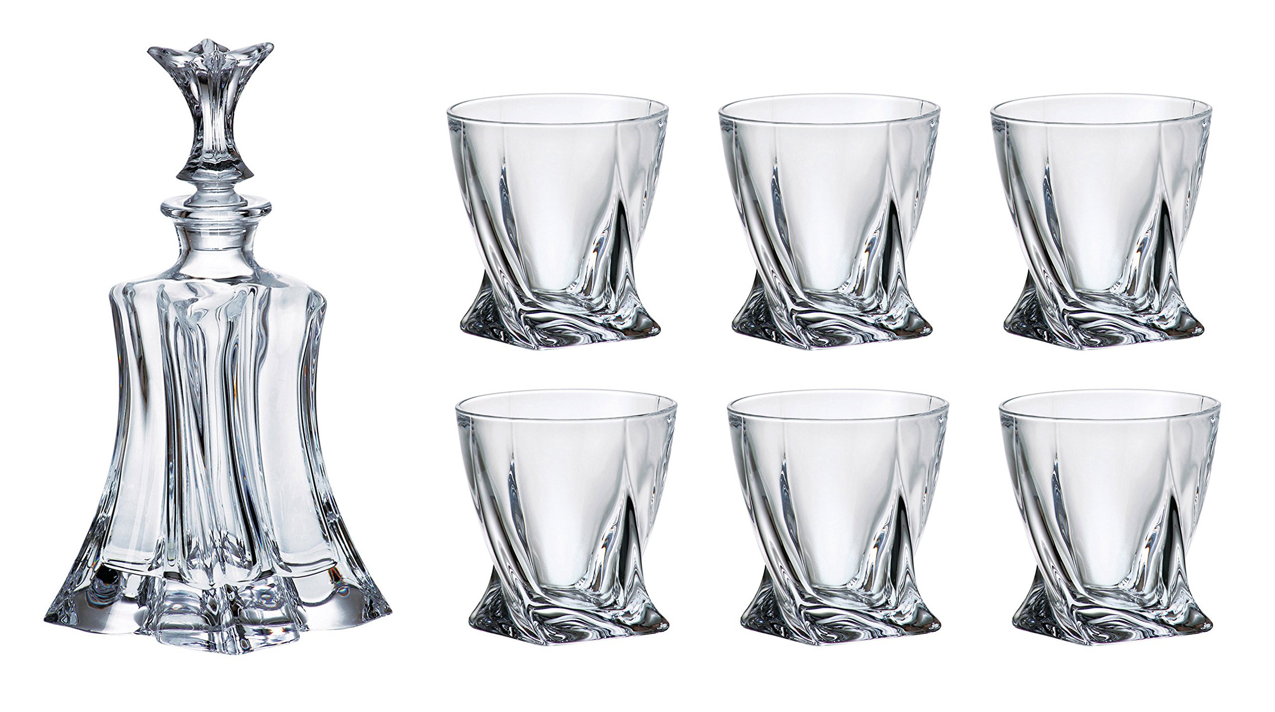 Buy Bohemia Crystal Florale Whiskey Set, 1 Crystal Glass 23Ounce Decanter with Stopper and 6