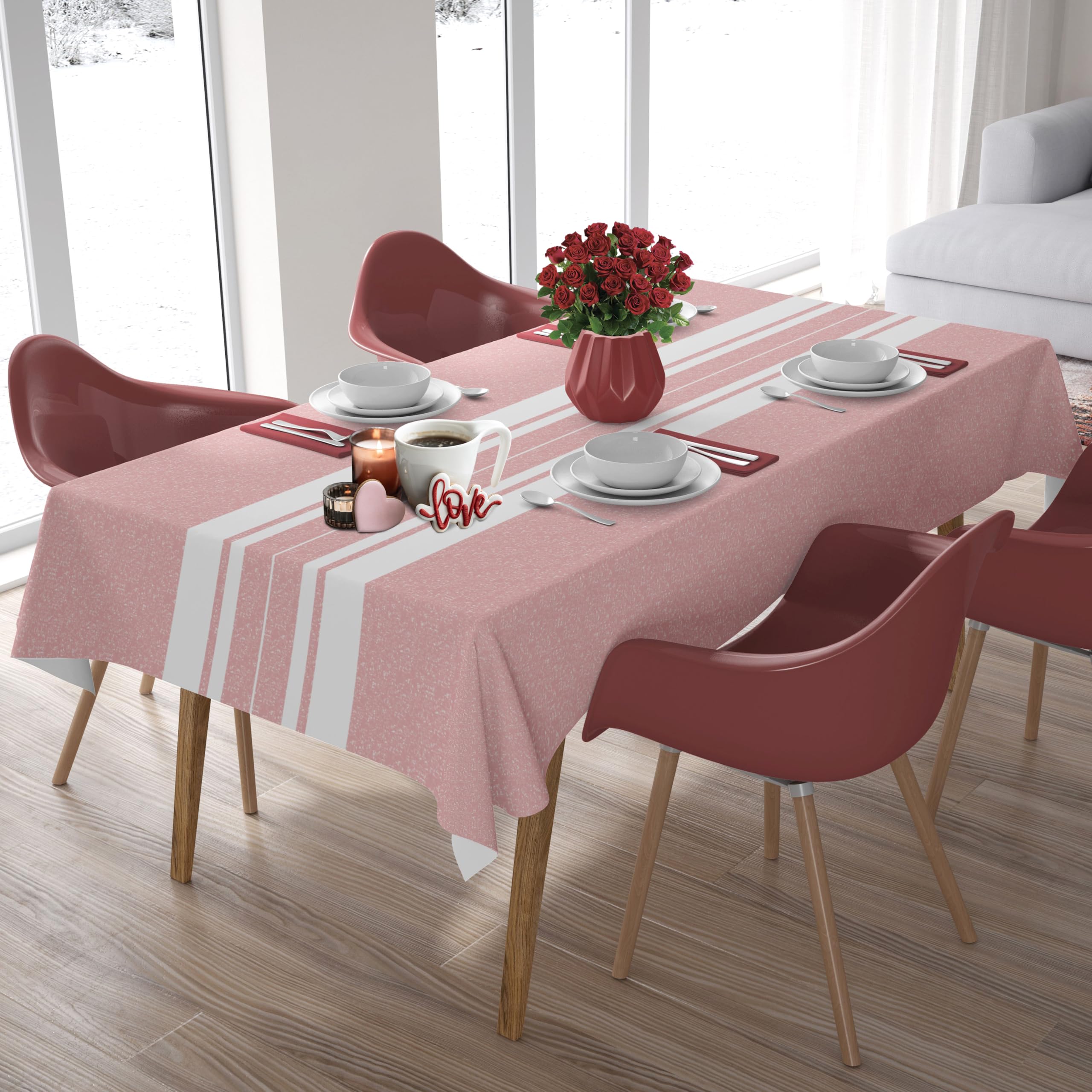 HOME COLORS.IN Cotton Grunge Striped Printed Pattern 8 Seater Table Cover, Soft & Durable, Valentine Dining Table Cloth, 60 x 96 Inch, Pink Flare (B0CQV92T8X) Amazon Price History, Amazon Price Tracker