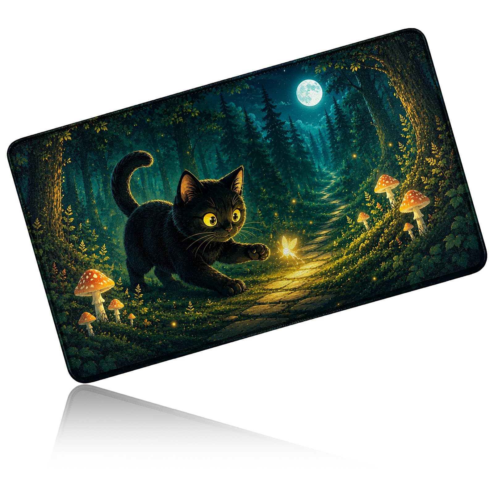 Dikoer for MTG/TCG Playmat 24" x 14" Commander Deck Gaming Mat, Forest Cat โ image 1
