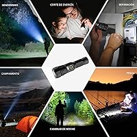Vista 8 de Linternas recargables de alto lúmenes, 10000 lm LED súper brillante, linternas con zoom con pantalla digital LCD, 5 modos, impermeable, potente