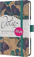 SIGEL J6808 Wochenkalender 2026 A6, blau, türkis, Hardcover aus Kraftpapier, Gummiband, Stiftschlaufe, 174 Seiten, vegan, Buchkalender, Terminplaner Taschenkalender Jolie