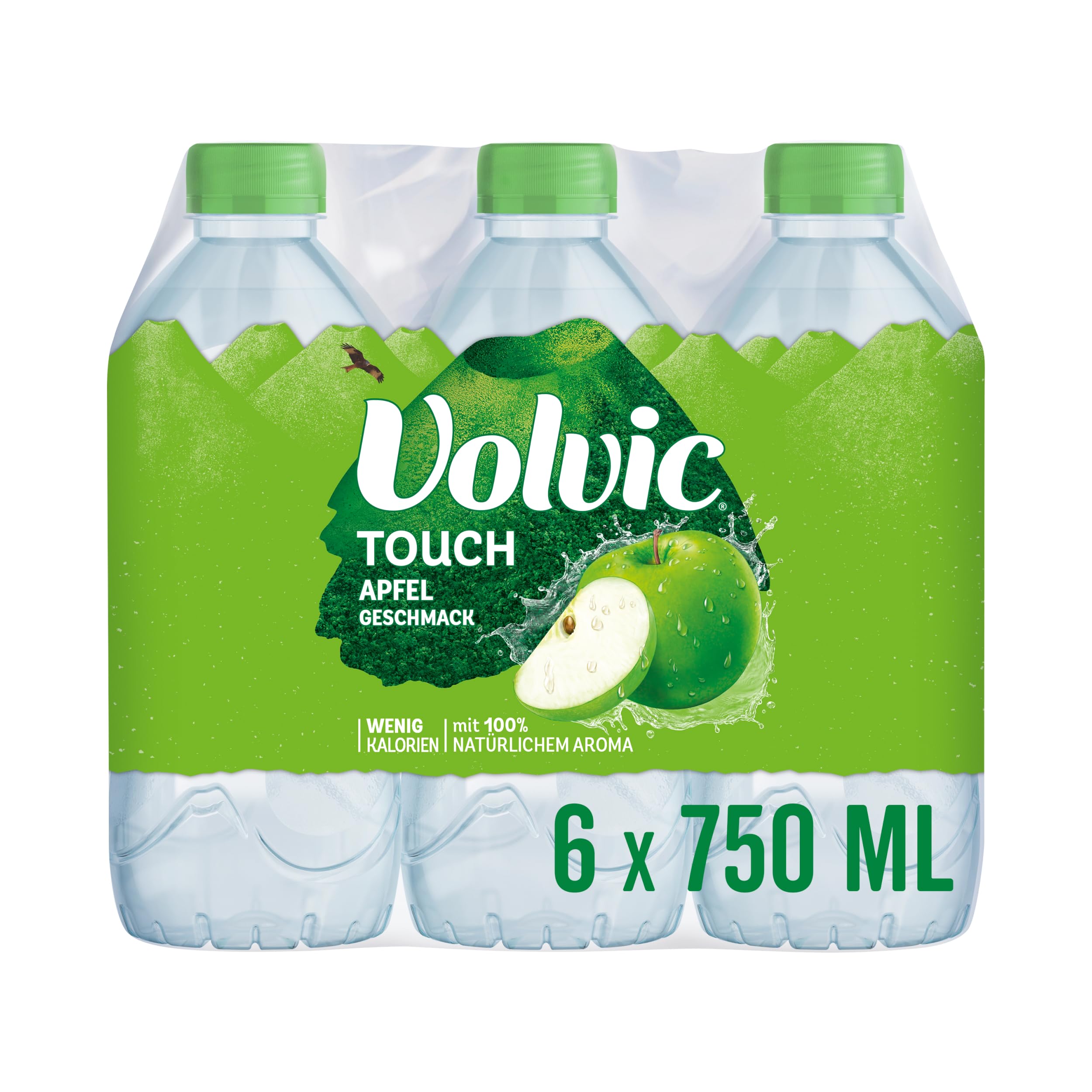 Volvic Touch Apfelgeschmack – Erfrischungsgetränk aus natürlichem Mineralwasser Volvic und Apfelgeschmack – 6 x 0,75 l