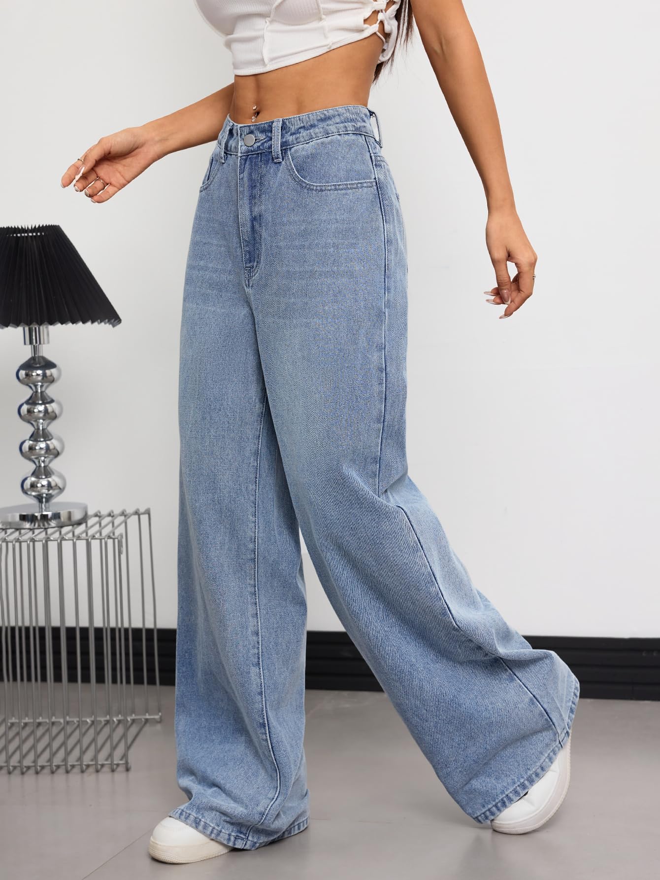 Jean Femme Large Baggy Denim Tendance 2026 Pantalon Vintage Hip Hop Loose Fit Streetwear