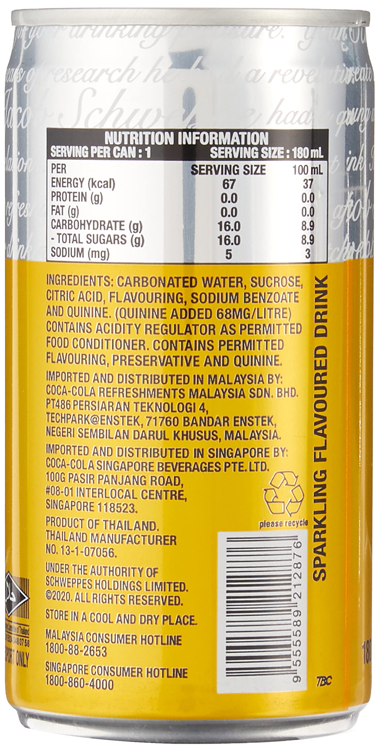 Schweppes Tonic Water Mini Cans, 180 ml (Pack of 6) : Amazon ...