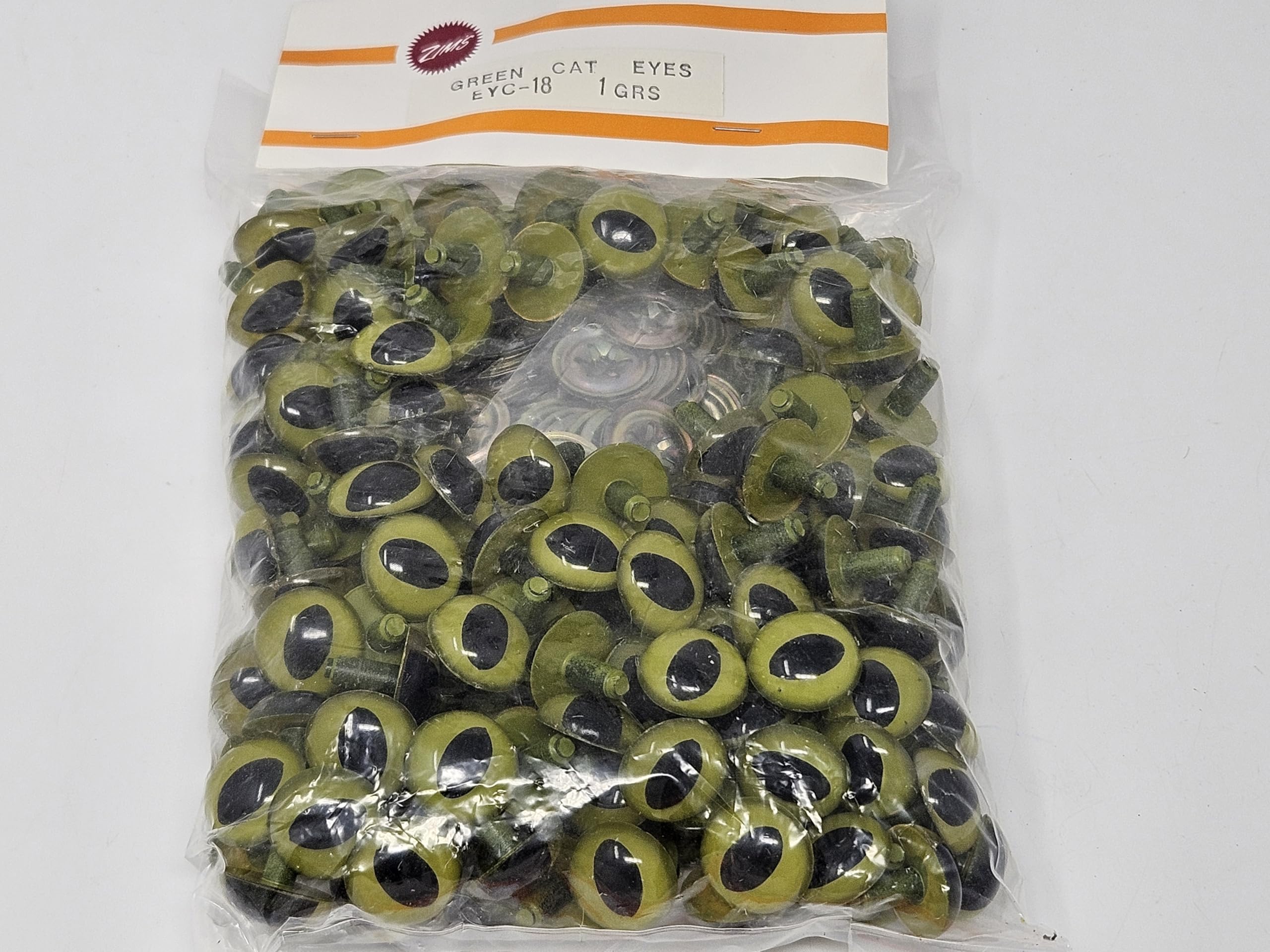 18mm Green Cat Eyes Plastic Kitty Safety Eyes for Craft Crochet Amigurumi Dolls or Puppets (Bulk Pack of 144)