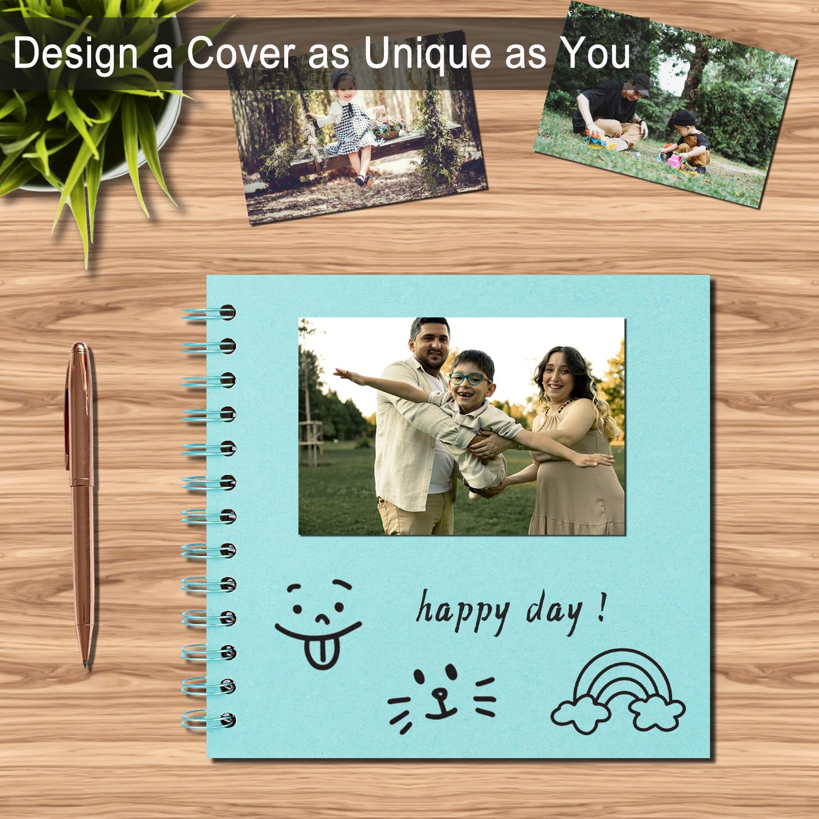 DIY Scrapbook Album 7x7 Zoll - Hardcover Kraftpapier Fotobuch Blanko Memory Scrap Book für DIY Handwerk, Hochzeit, Jubiläum, 40 Seiten (20 Blatt), Blau