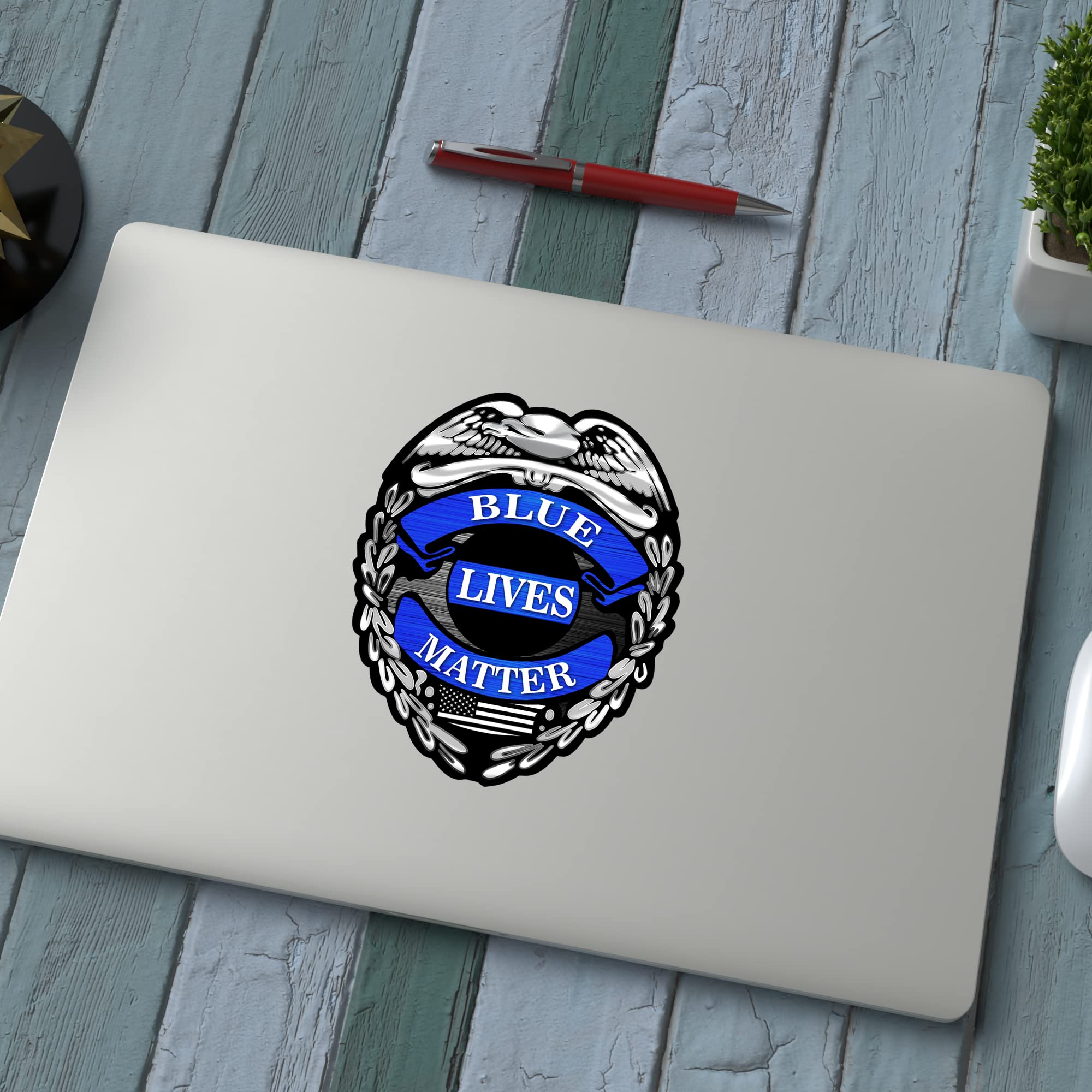 Back The Blue Aufkleber – 250 Stück Polizei-Support Sticker | Abzeichen-Design Mit Blauer Linie | Für Briefe, Auto & Mehr
