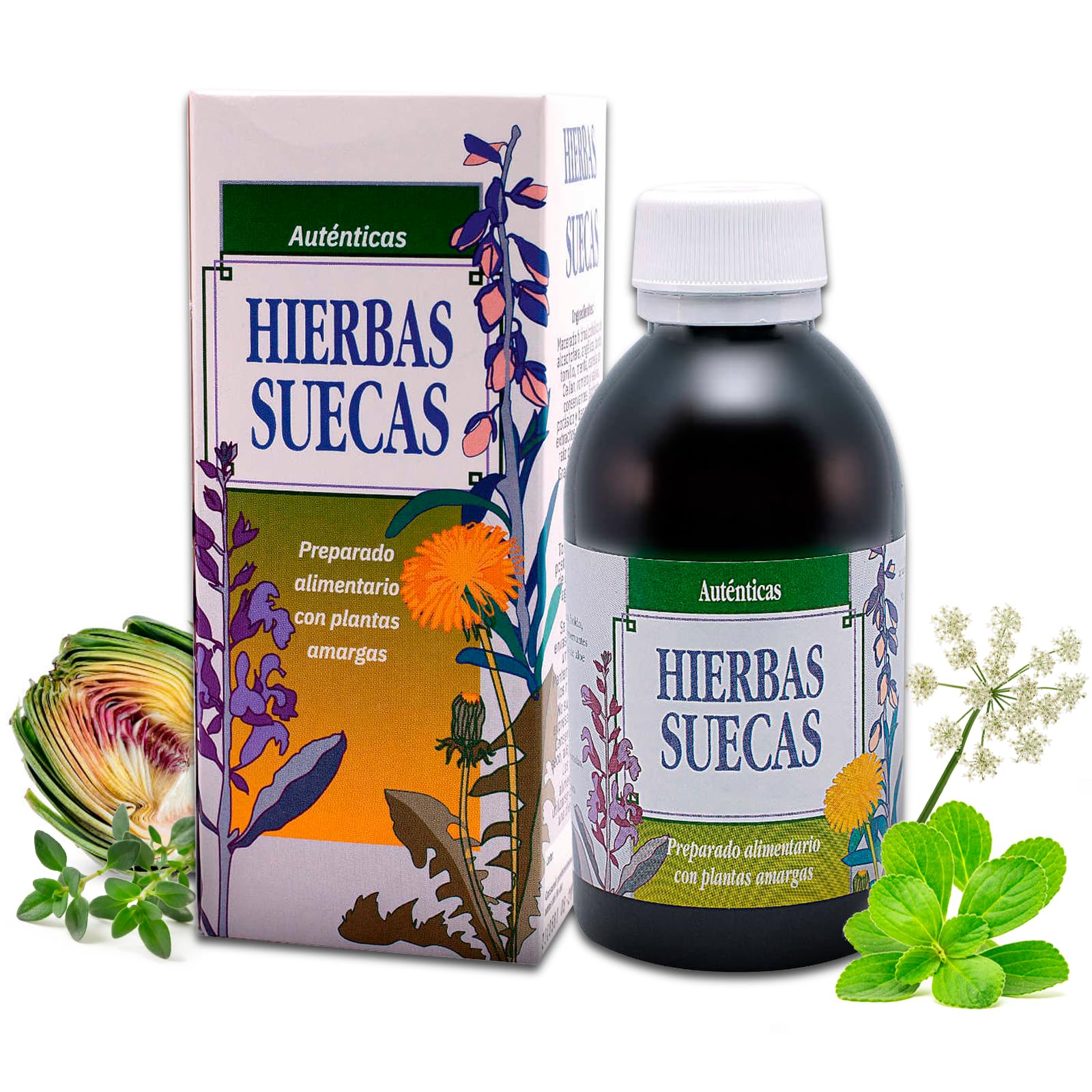Espadiet Hierbas Suecas Jarabe – Alcachofera, Angélica, Tomillo e Ingredientes Naturales – Salud Digestiva e Intestinal – Salud del Hígado – Purifica y Favorece la Acción Hepática – Frasco de 200ml