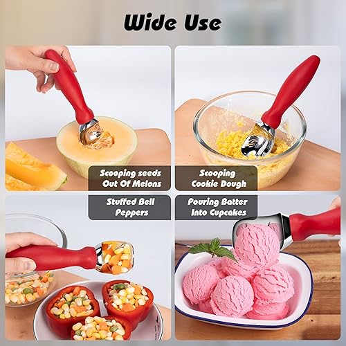 Vista 16 de Rainspire Cuchara de helado de acero inoxidable con mango cómodo, cuchara de helado resistente, pala para helado, ideal para cucharas de helado duro