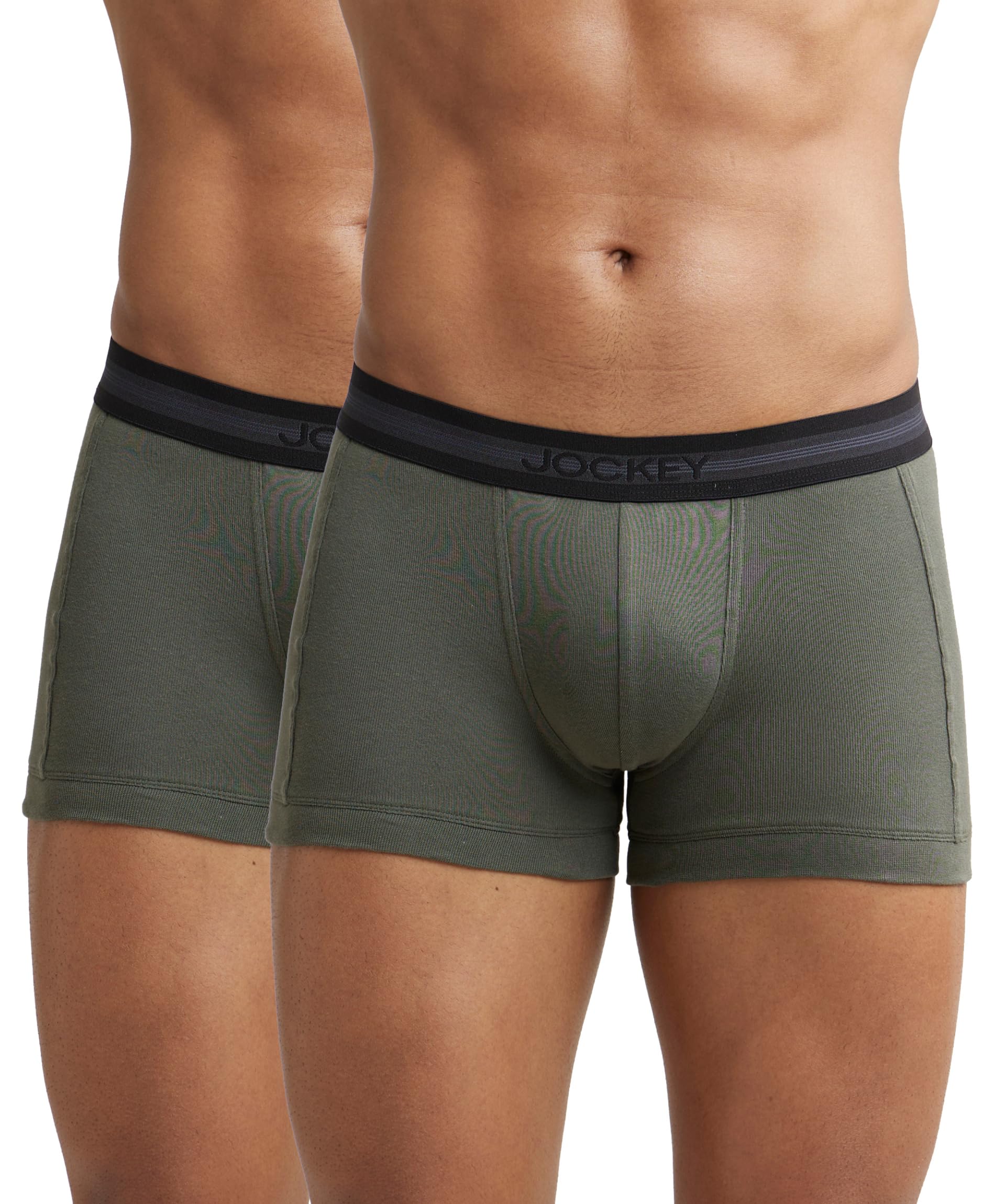 jockey Men's Super Combed Cotton Rib Solid Trunk with Stay Fresh Properties (Pack of 2)_Style_1015_Deep Olive_XL-picture-17