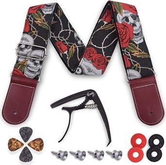 Guitar Strap - Acoustic & Electric Guitar Strap with Leather Ends