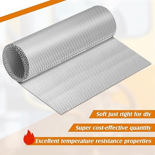 Vista 12 de Protector térmico de escape para automóvil, 20 x 47.2 pulgadas, material de protección térmica de aluminio en relieve con 20 bridas de metal