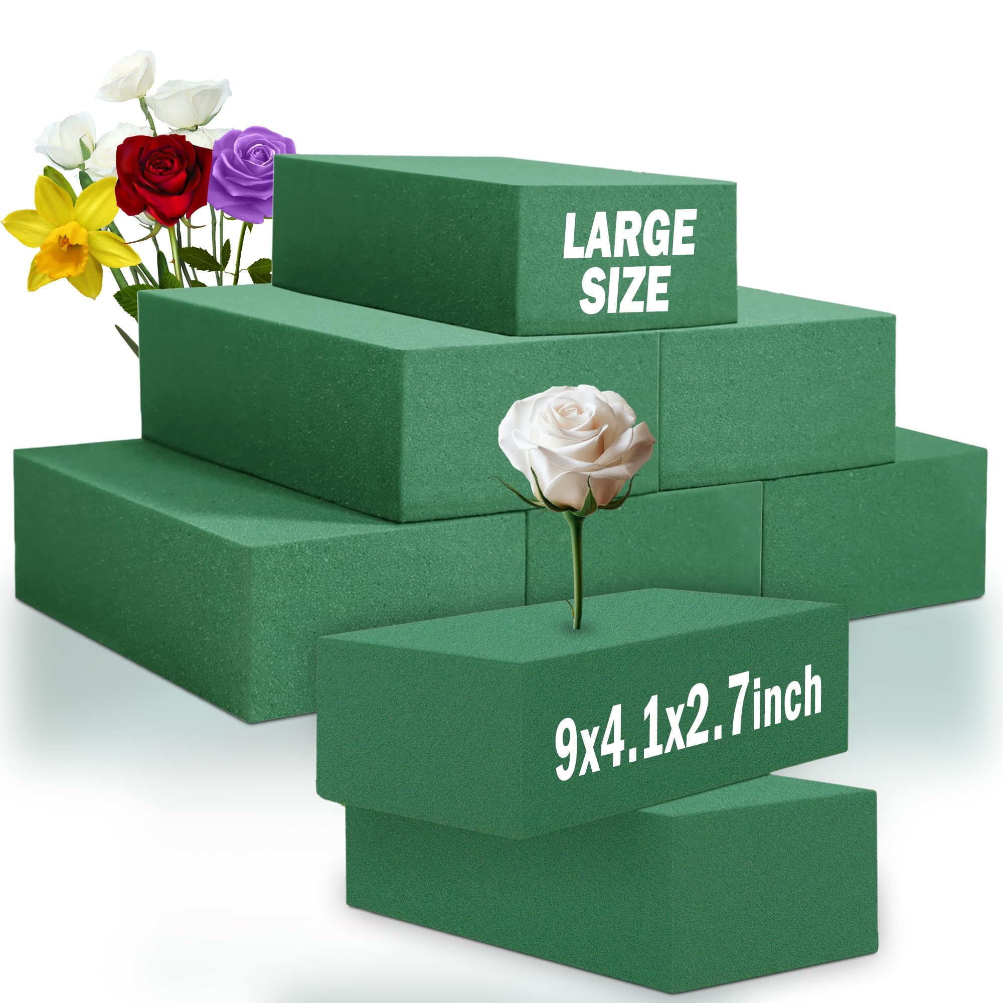 FLORABELS8 PCS Floral Foam for Fresh & Artificial Flowers Each 8.6” L x 3.9” W x 2.75” H Wet and Dry Floral Foam Blocks Weddings, Birthdays, Home, Office, Garden Decorations