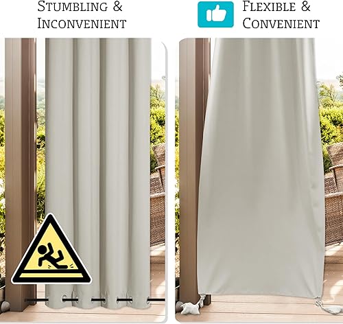 Vista 109 de RYB HOME Cortinas para exteriores resistentes al viento, bolsas con peso adjuntas, cortinas opacas de 84 pulgadas de largo, cortinas térmicas Beige