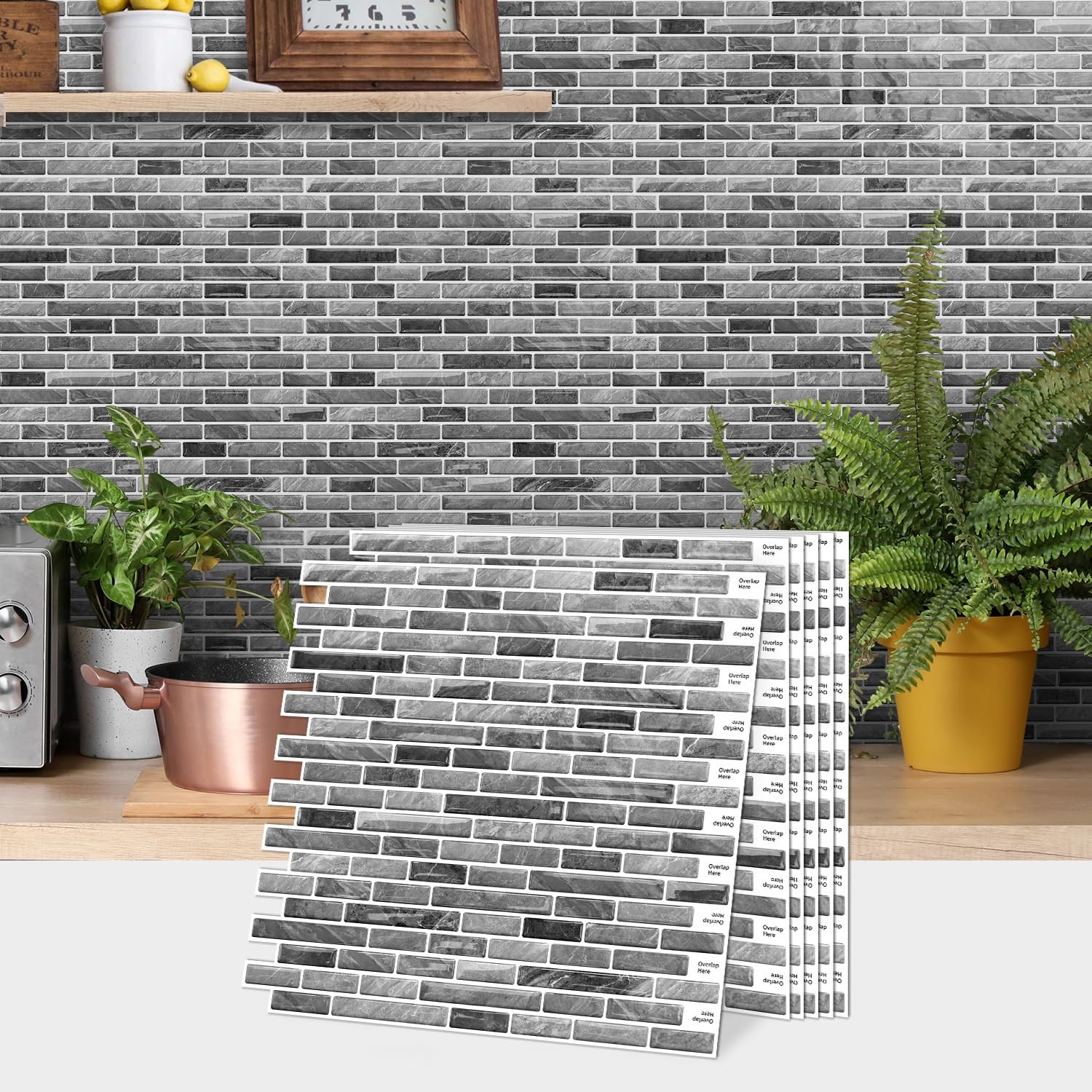 Sohouu 24Pcs 3D Pu Self-Adhesive Wall Tiles Waterproof Anti-Scratch Stickers(24Pcs)