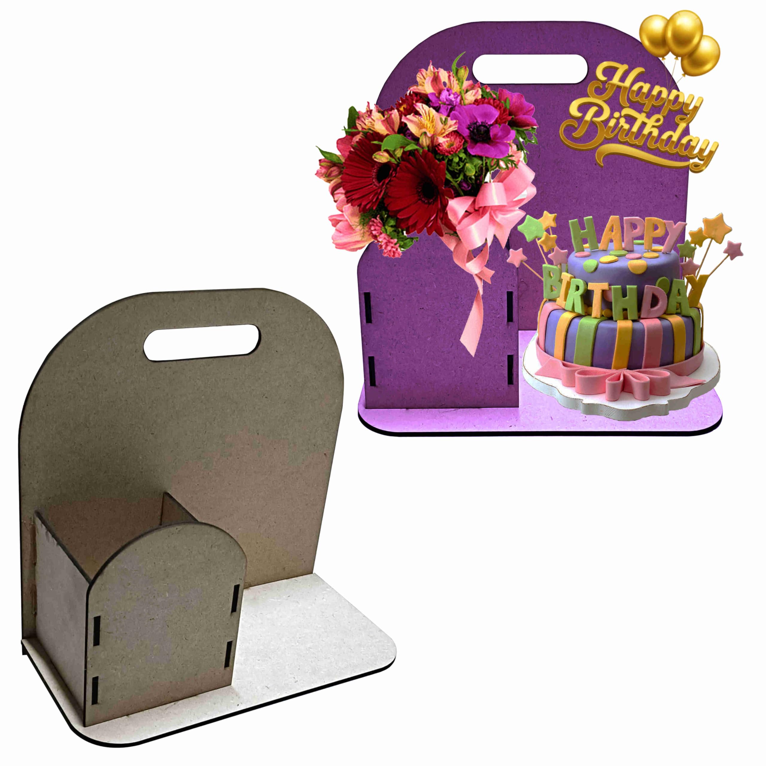 SiRiDecore Plain MDF cake hamper stand Gift Hamper Basket Box with Handle | 30x20x30 cm | Wooden Tray for Gifting, Cake Packaging, DIY Decor & Festive Hampers-image-21