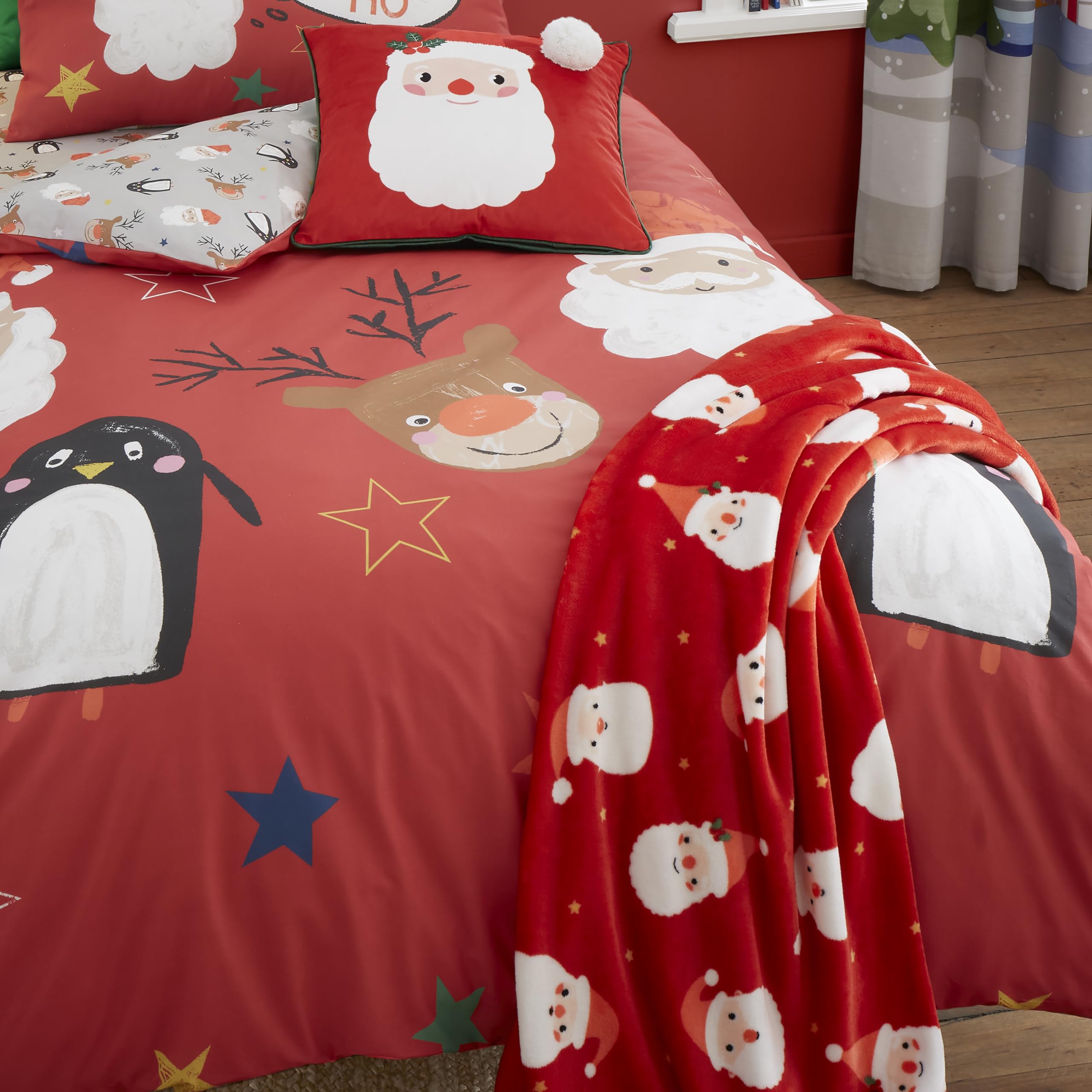 Bedlam Christmas Jolly Santa Fleece Throw, Red, 120 x 150 Cm, 120 x 150cm (Throw) - Image 2