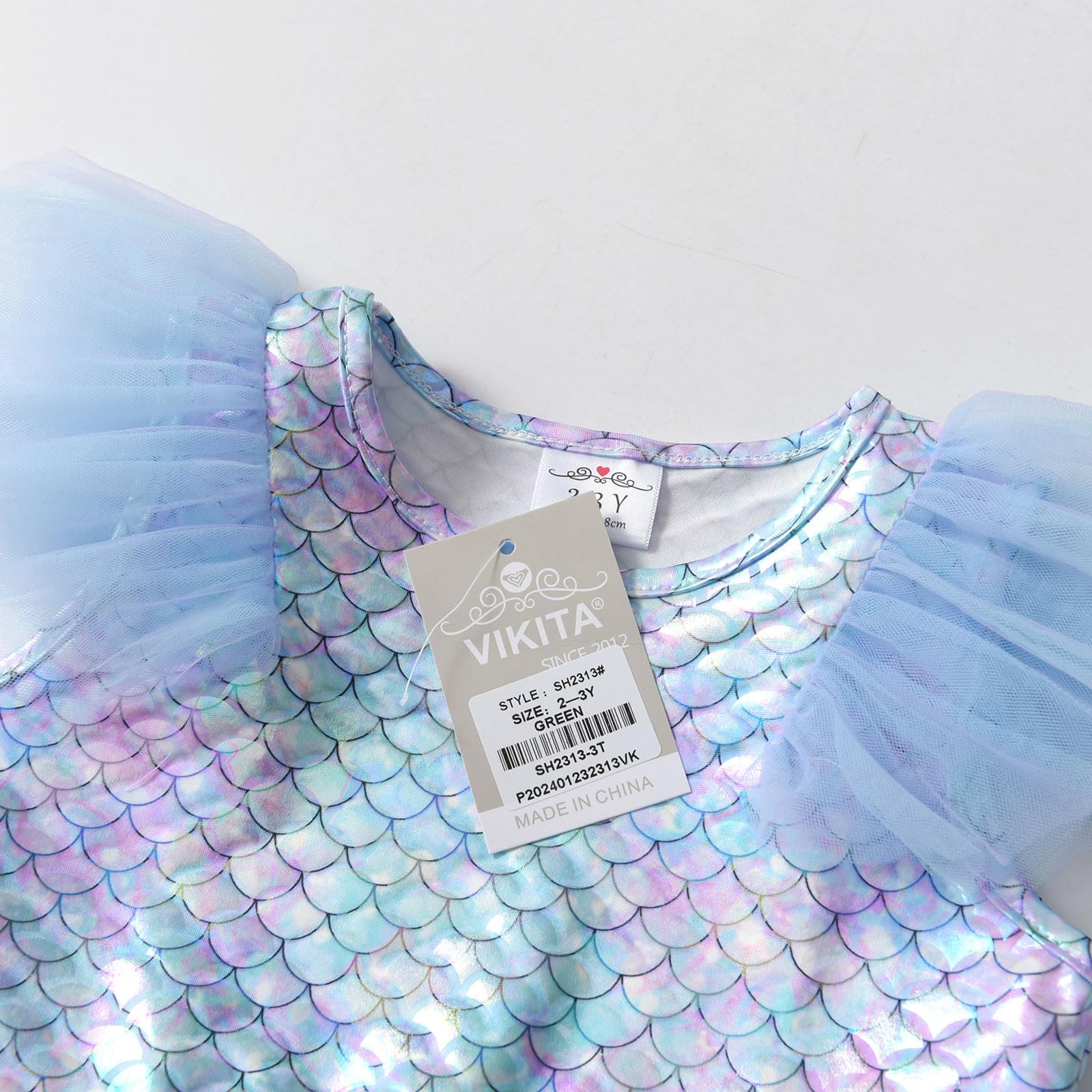 VIKITA Vestito Ragazze Principessa Sirena Colorata Costume Abiti