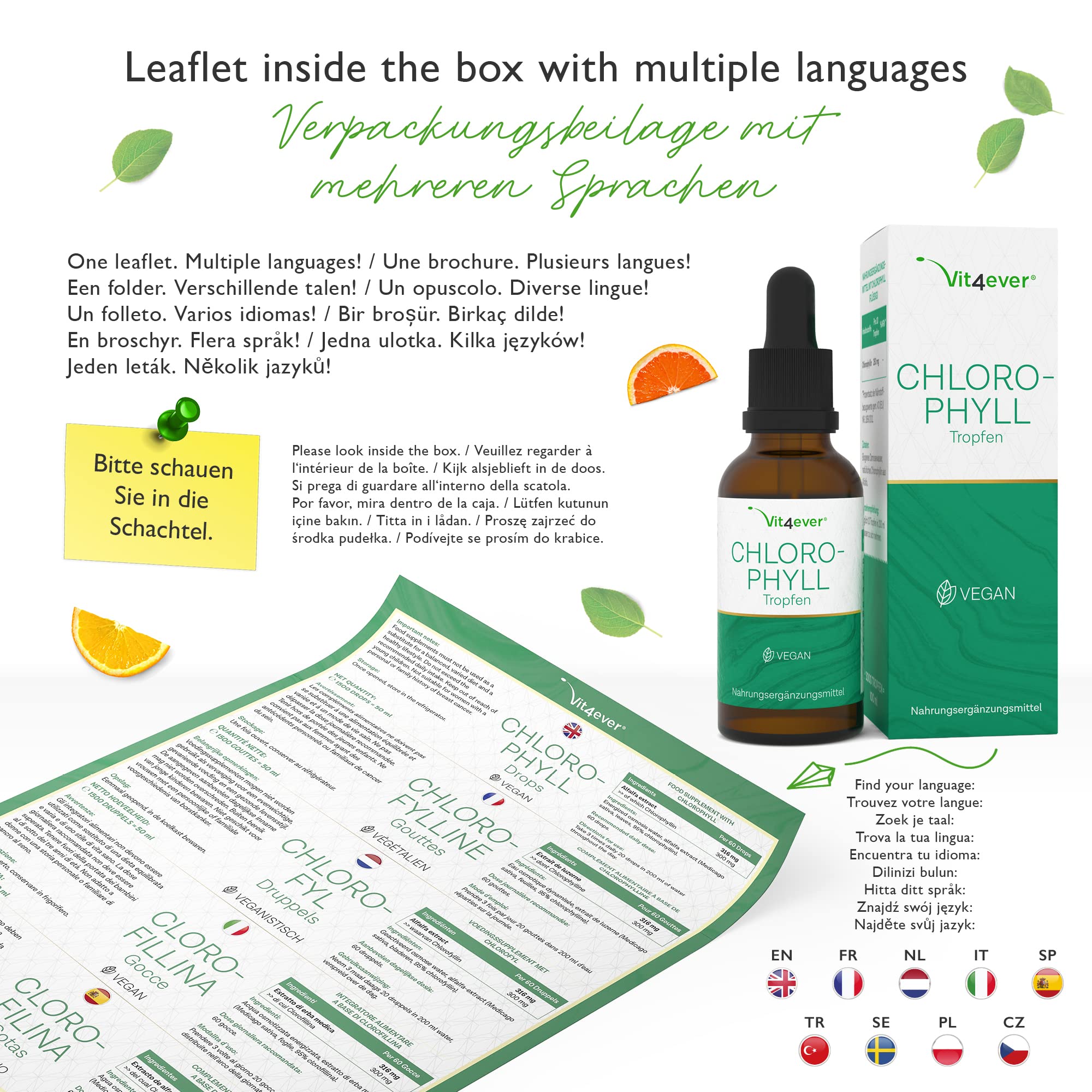 Gotas de clorofila 50 ml - Premium: Dosis hasta 4 veces superior - Clorofila líquida de extracto de alfalfa - Con agua de ósmosis purificada - Vegano