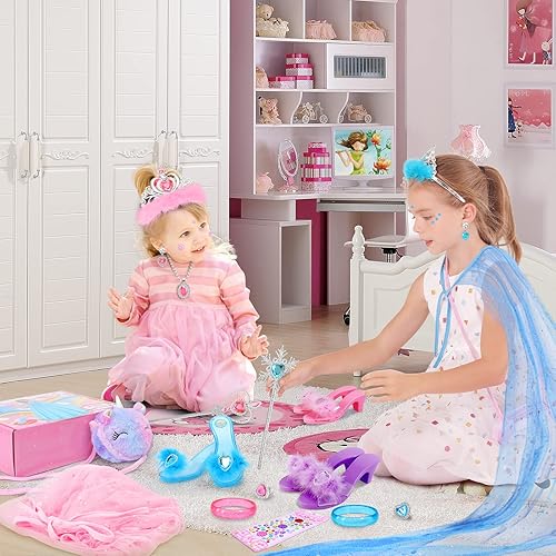 Miniatura 5 de Fedio Juego de zapatos de vestir de princesa para niñas pequeñas, zapatos de juego de rol, juego de juguetes de regalo de princesa con 3 pares de
