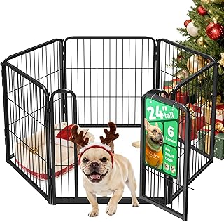 FXW Homeplus Unleashed Indoor Dog Playpen - Stress-Free and Safe Play, Heavy Duty 24 Inch 6 Panels Dog Pen for Puppy and Small Dogs, Black│Patented