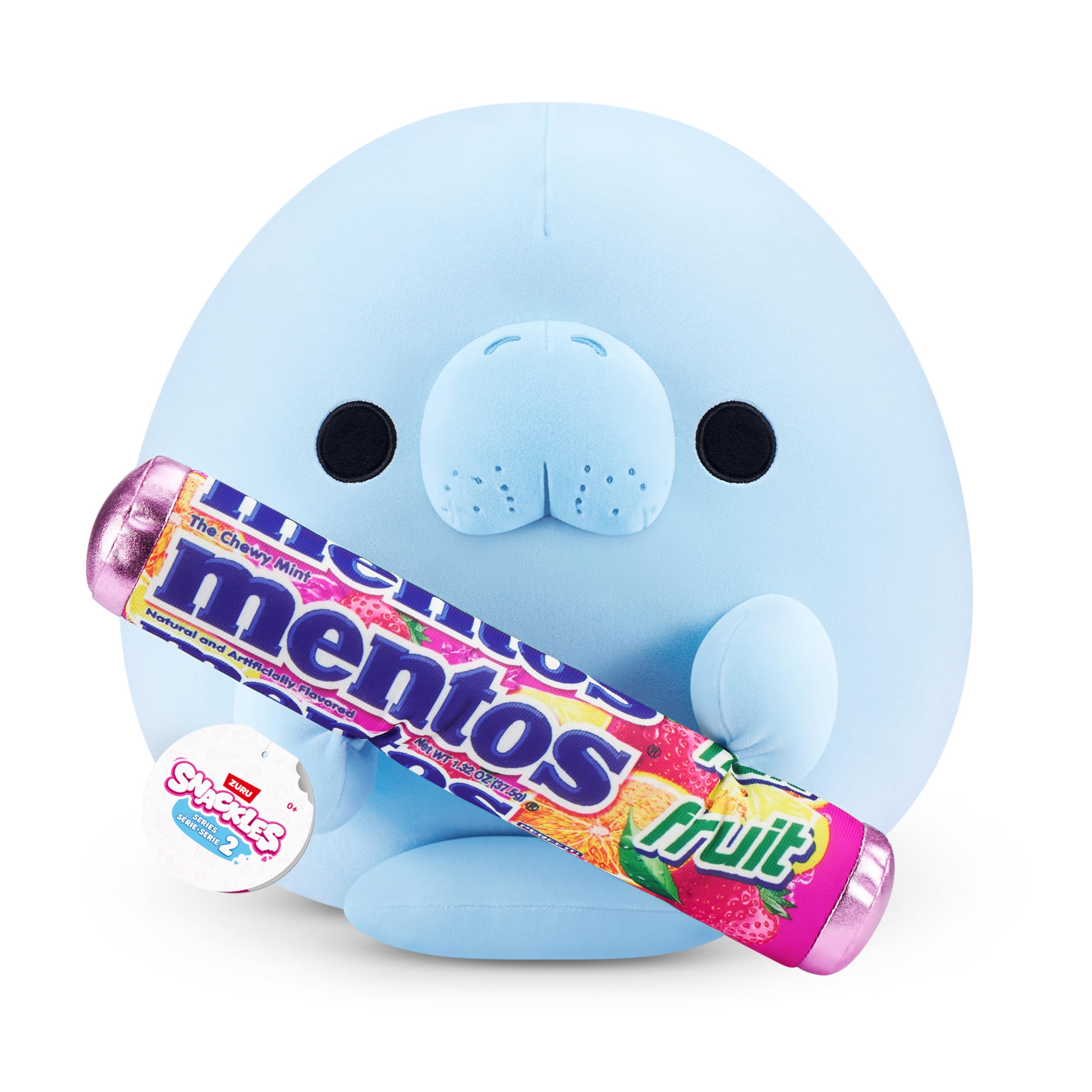 Snackles Series 2 Wave 2, Snack Swap, Sea Cow, Manatee, 50 cm by ZURU Cuddly Squishy Comfort Plush with License Snack Brand Accessory (Sea Cow, Mentos)