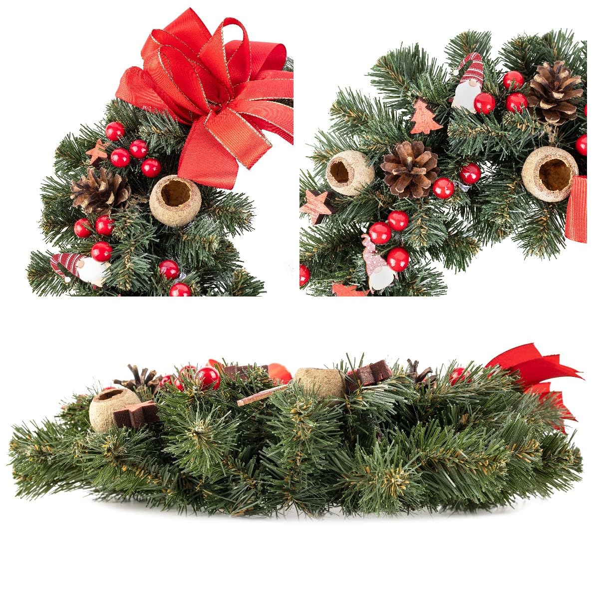 Creative Home Couronne de Noël Rouge | Diamètre 35 cm | Couronne de Porte | Decoration Noel Exterieur | Couronne de Noel Porte | Décoration Noel | Couronne de Noël Porte | Noel Decoration