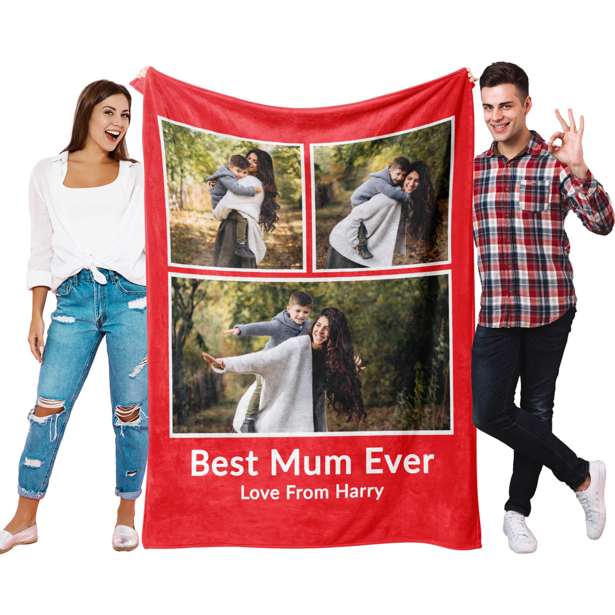 Print Maniacs 10.3 Photo Personalised Blanket For Mom Custom Personalized Gifts For Mum, Customized Mothers Day Blanket With Photos, Personalised Mum Gifts For Birthday Mothers Day