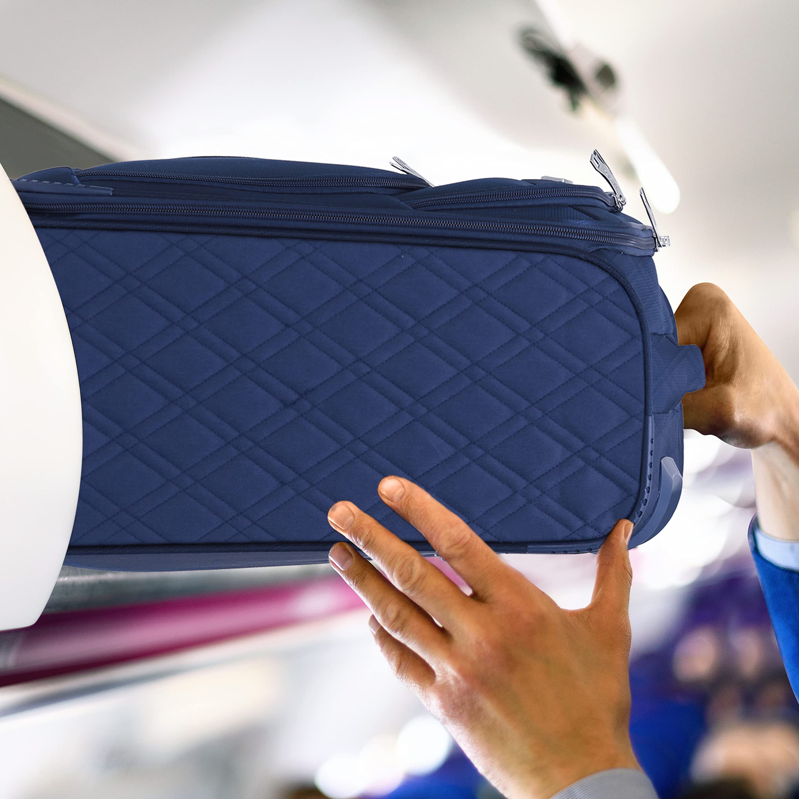 Flight Knight Set of 2 Lightweight 4 Wheel 800D Soft Case Quilted Suitcase Cabin Carry On Hand Luggage Approved for easyJet Maximium Size Free Carry On