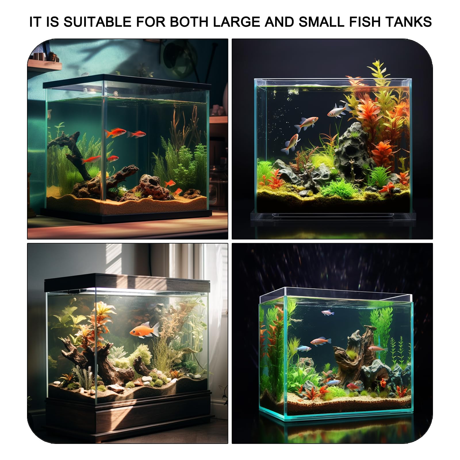 Adesivo Statico Sfondo Acquario Nero Generico, 200 x 40 cm Pesce Serbatoio Poster Statico, Fondale Marino Acqua Erba Sfondo Decorazione Pittura Adesivo in PVC