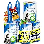 PetLovers Extra Sticky Lint Roller Mega Value Set 450 Sheets for Pet Hair Removal and Clothes, Dog and Cat Lint Remover 5 Pack