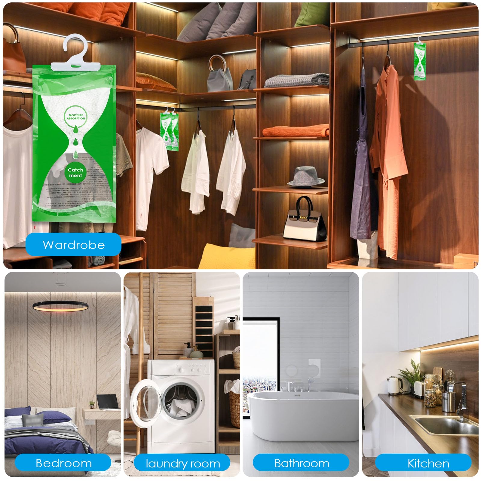 Deumidificatori Armadio 100g - 10 Sacchetti Assorbi Umidità Con Indicatore - Foto 3