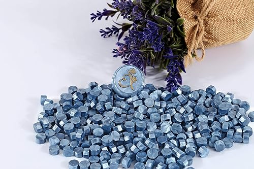 Miniatura 6 de Yoption Juego de 360 cuentas de cera de sellado azul para sello de cera con velas y cuchara de fusión