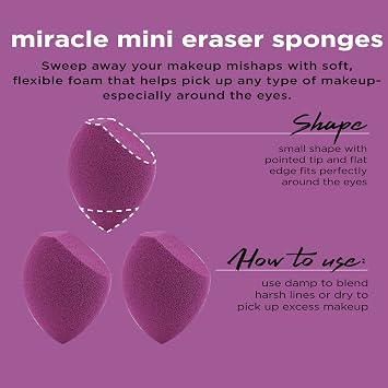 Real Techniques Miracle Complexion Sponges, Assorted Makeup Blending Sponges, Blend Foundation, Sculpt, and Conceal, Buildable Coverage, Latex-Free, 6 Count
