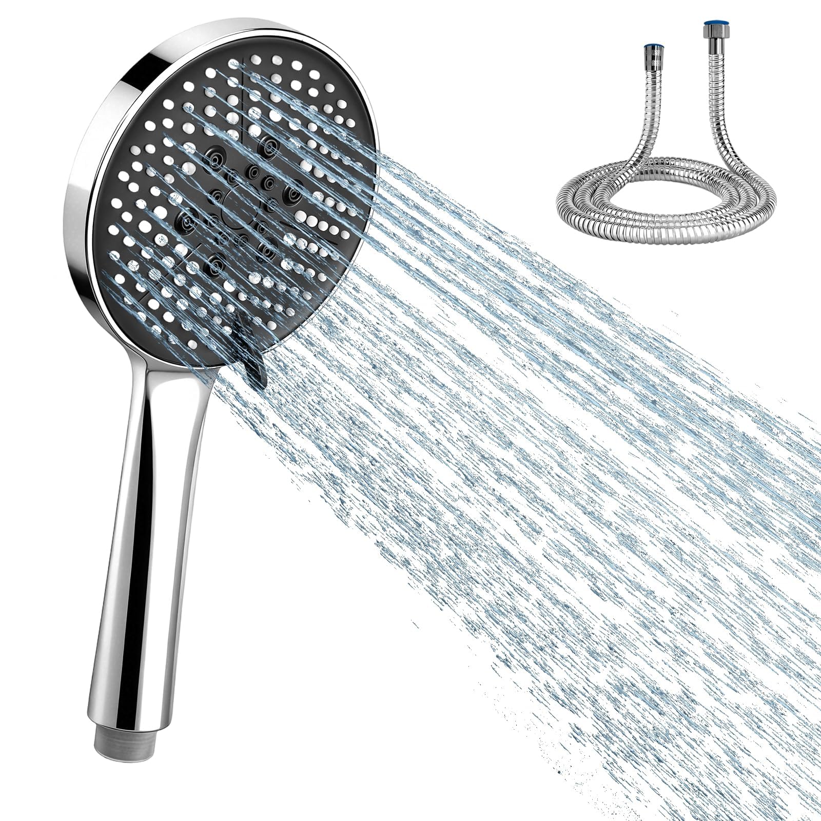 Shower Head and Hose 1.5m, 5 Spray Modes High Pressure Handheld Set