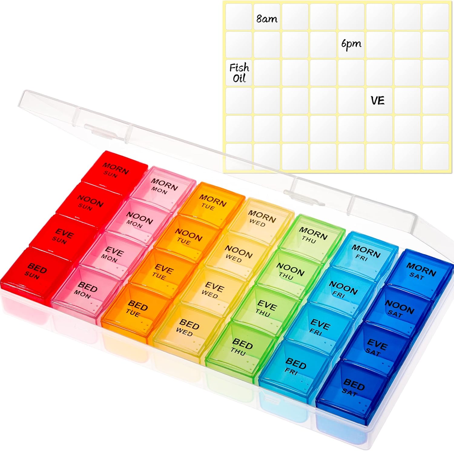 VMVN XL Pill Organizer, Extra Large Medicine Organizer,Pill Box 7 Day,Weekly Pill Case Container,4 Times a Day Pill Holde for Vitamin Travle Work