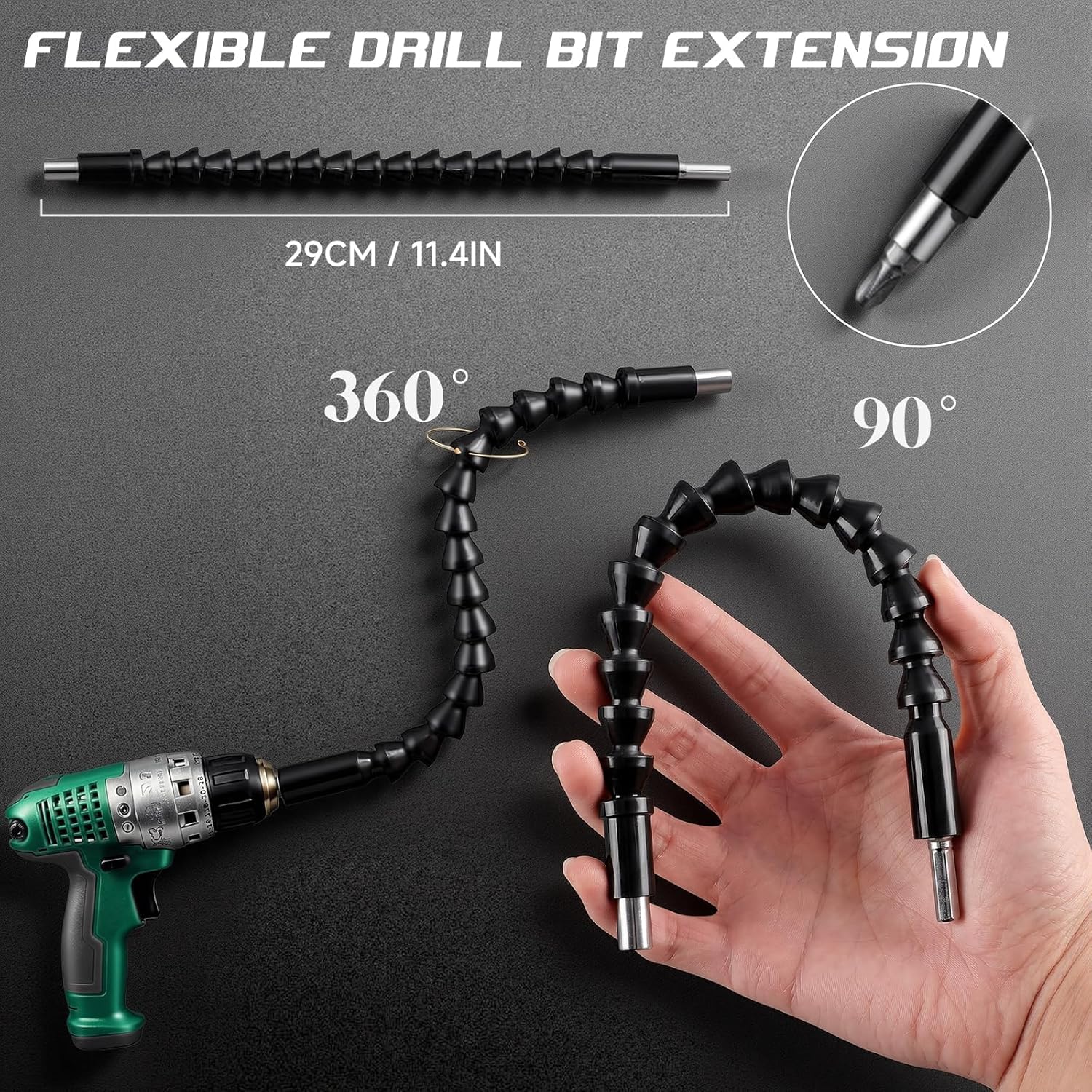 Drill Bit Extension Kit - 17 Piece Angled Attachments -3
