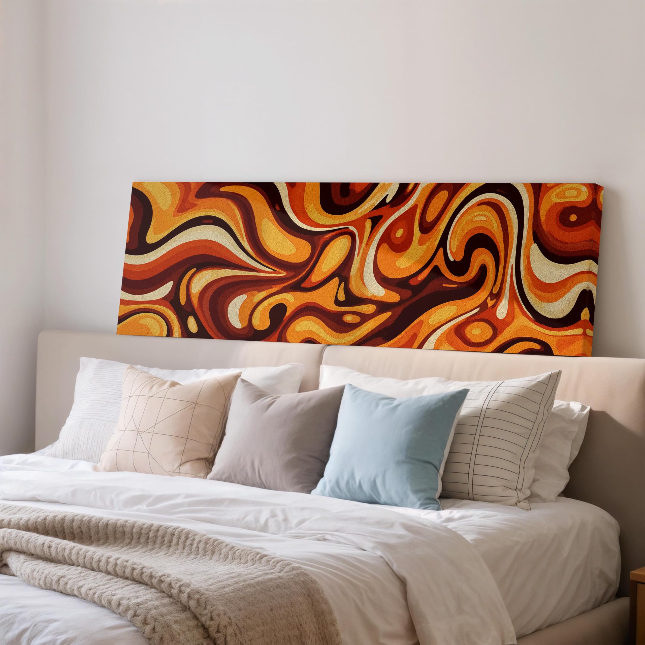 XBTYKPB Abstract Swirl Canvas, 1970s Canvas Wall Art, Long Narrow Print, Wide Panoramic Framed Decor, size Art, Retro Wall Decor(70x210cm/Frameless)